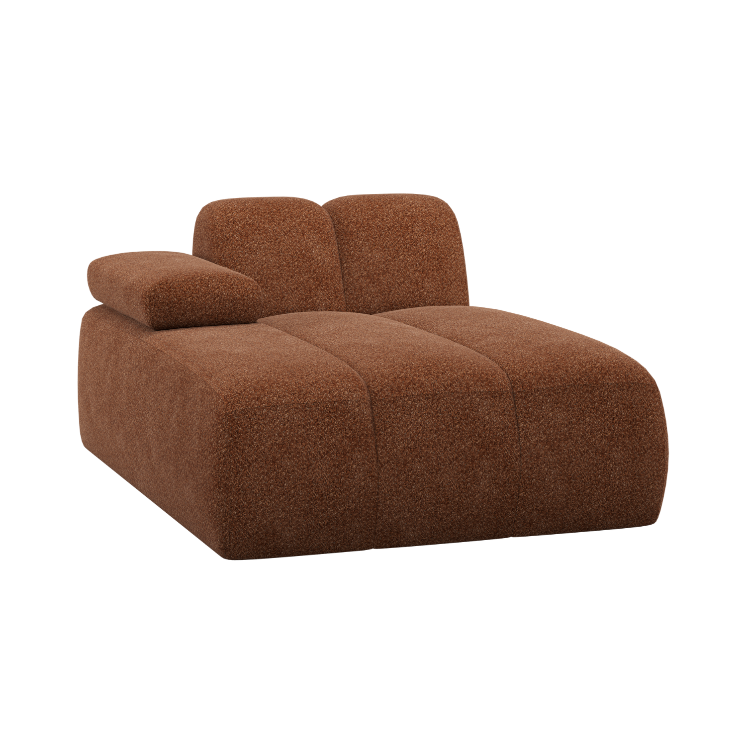 Modulares Sofa MOJO - linksseitiger Chaiselongue in rostbraunem Schaffell