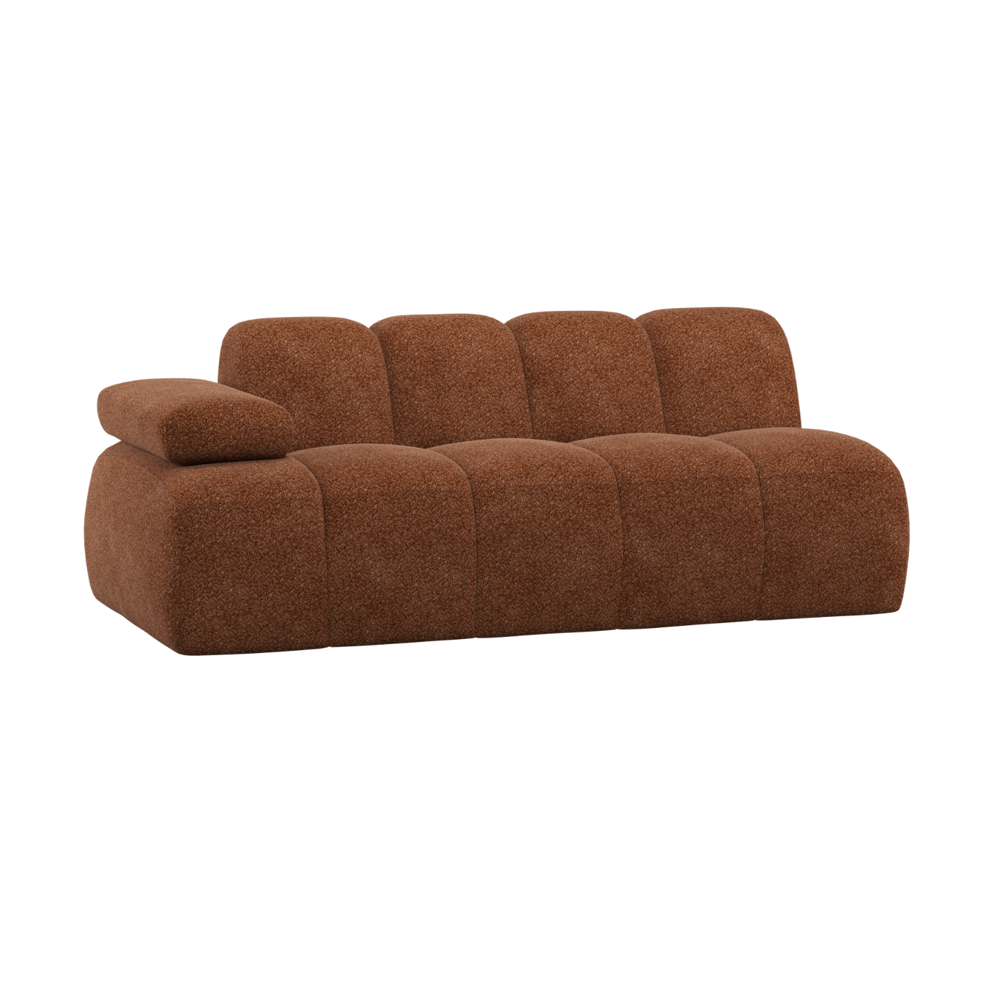 Modulaire bank MOJO - 2-zits element links, roestbruin schapenvacht