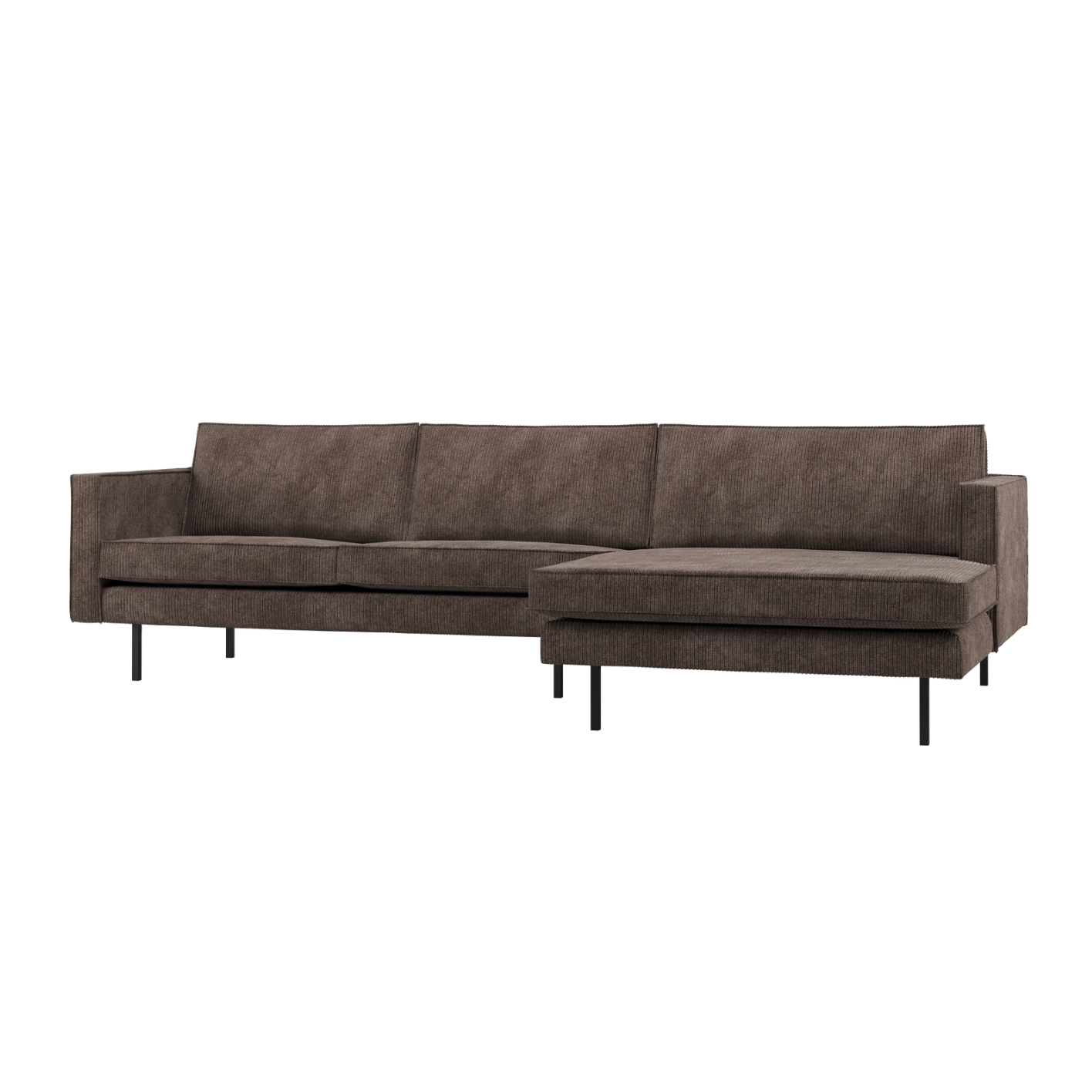 Rechtsseitige Eckcouch RODEO braunes Cord