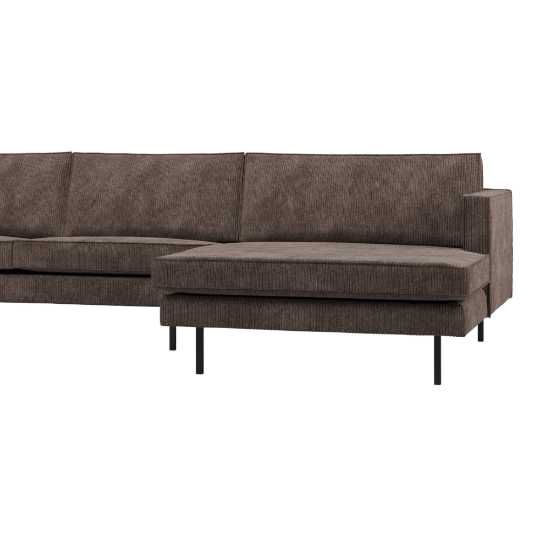 Rechtsseitige Eckcouch RODEO braunes Cord