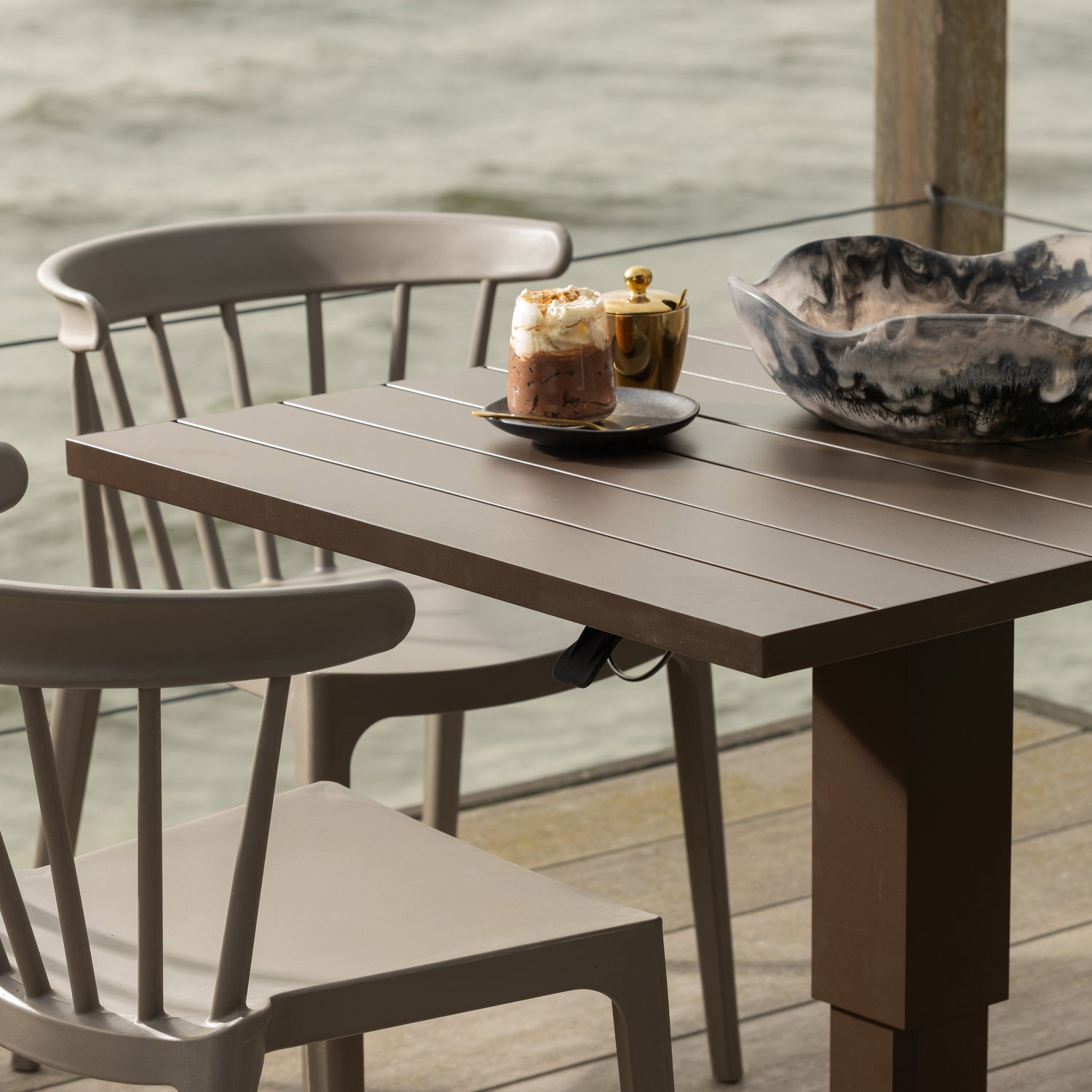Adjustable Outdoor Table TESSO Brown