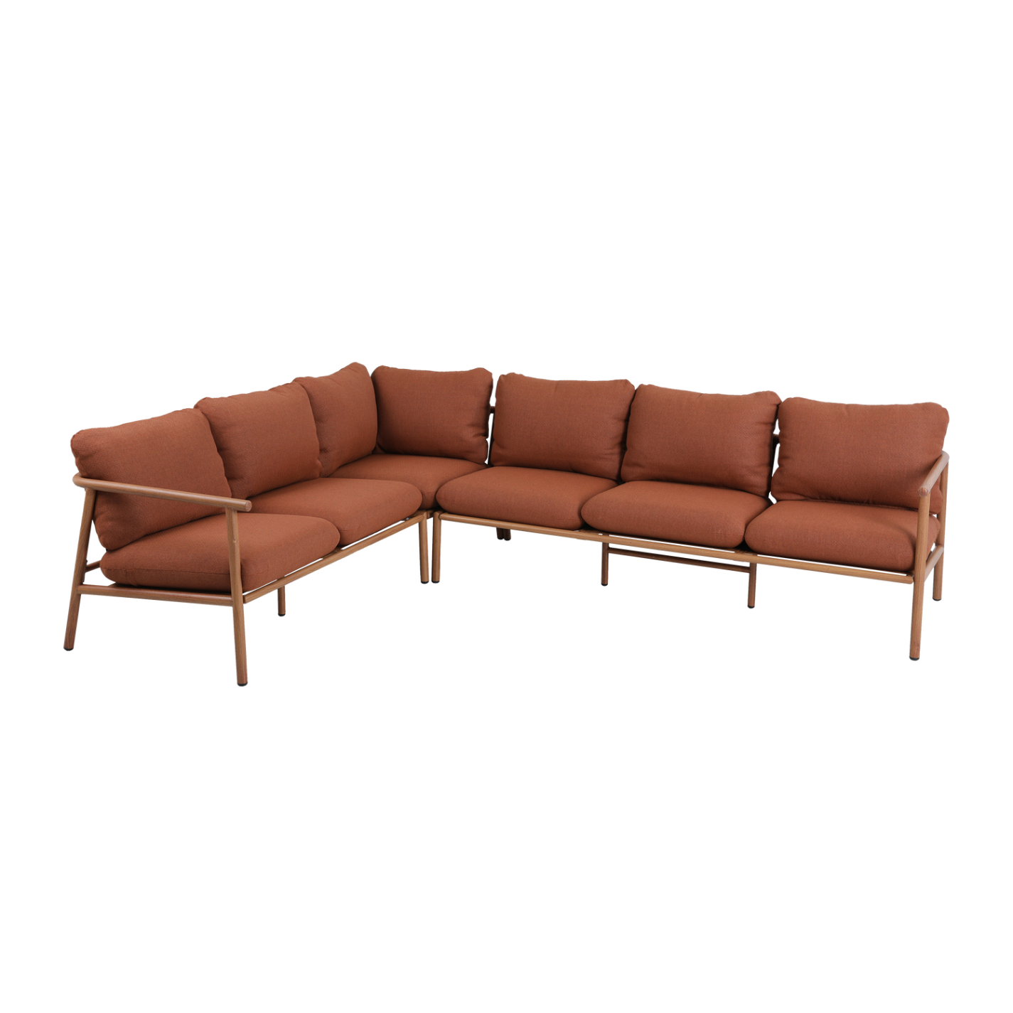 Symmetrische tuinhoekbank CAVERO baksteen