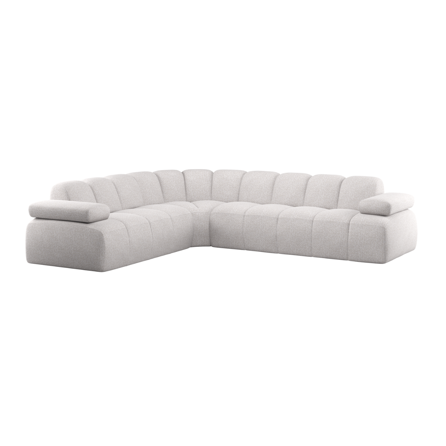 Left-facing modular sofa for 6 people MOJO ecru mélange boucle