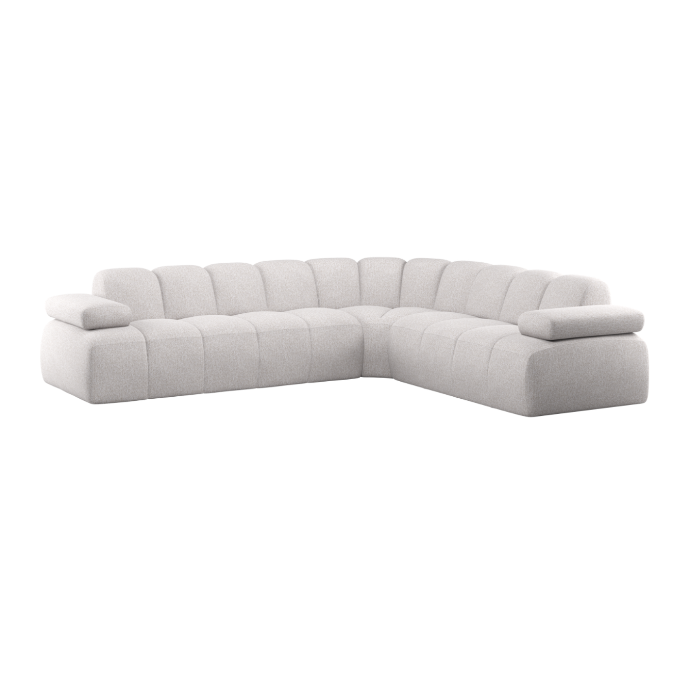 Modularer Ecksofa rechtsseitig für 6 Personen MOJO ecru Melange Boucle