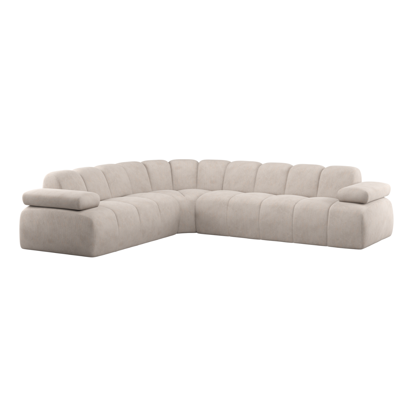 Modularer Ecksofa linksseitig für 6 Personen MOJO ecru Cord