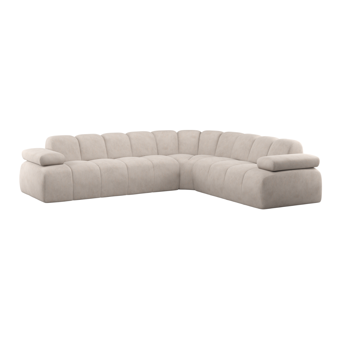 Modularer Ecksofa rechtsseitig für 6 Personen MOJO ecru Cord