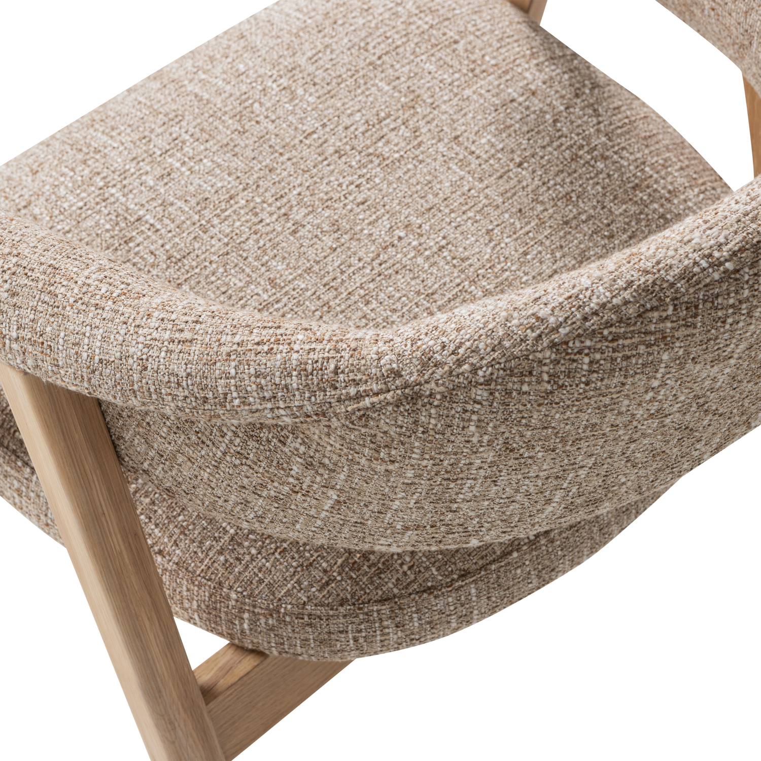 TUNAR Armchair in Beige with Wooden Base