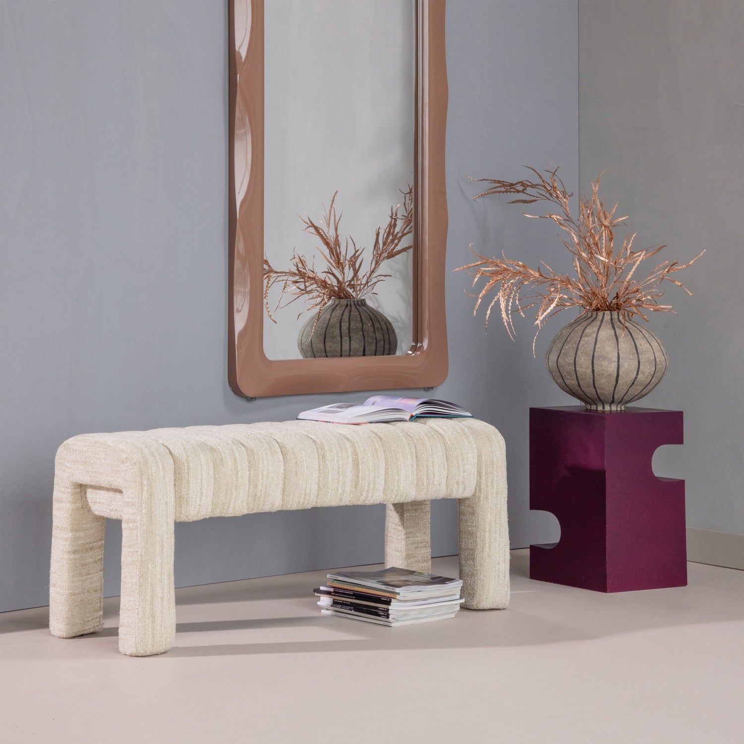 FREX Bench in Beige Boucle