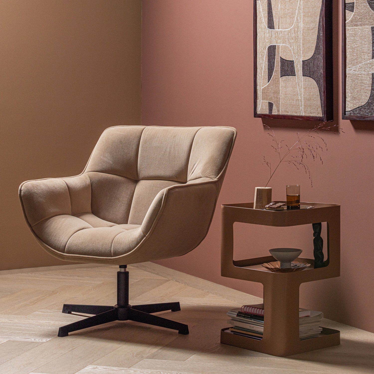 Drehstuhl aus Samt WIBO beige