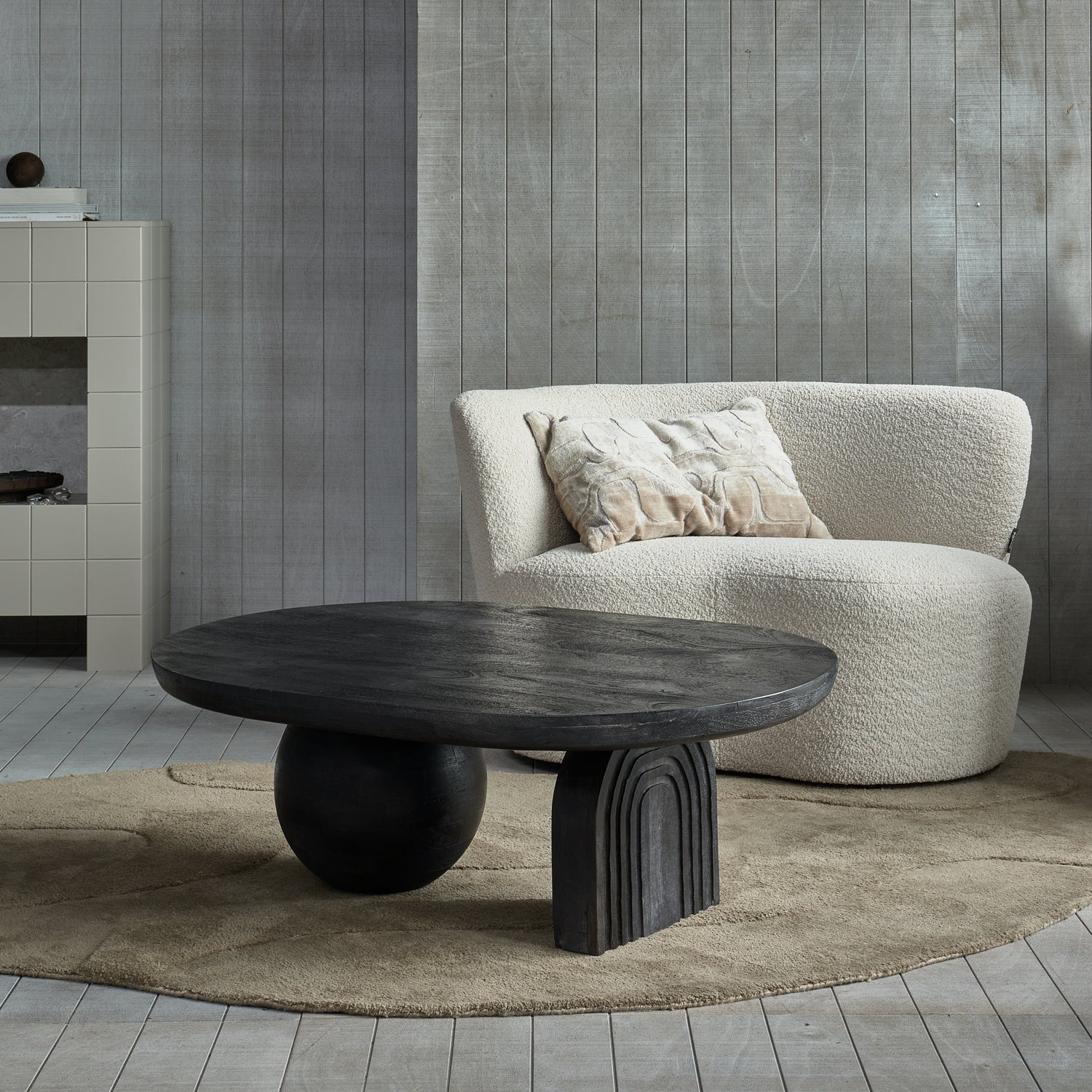 Left-facing Sofa STONE cream boucle