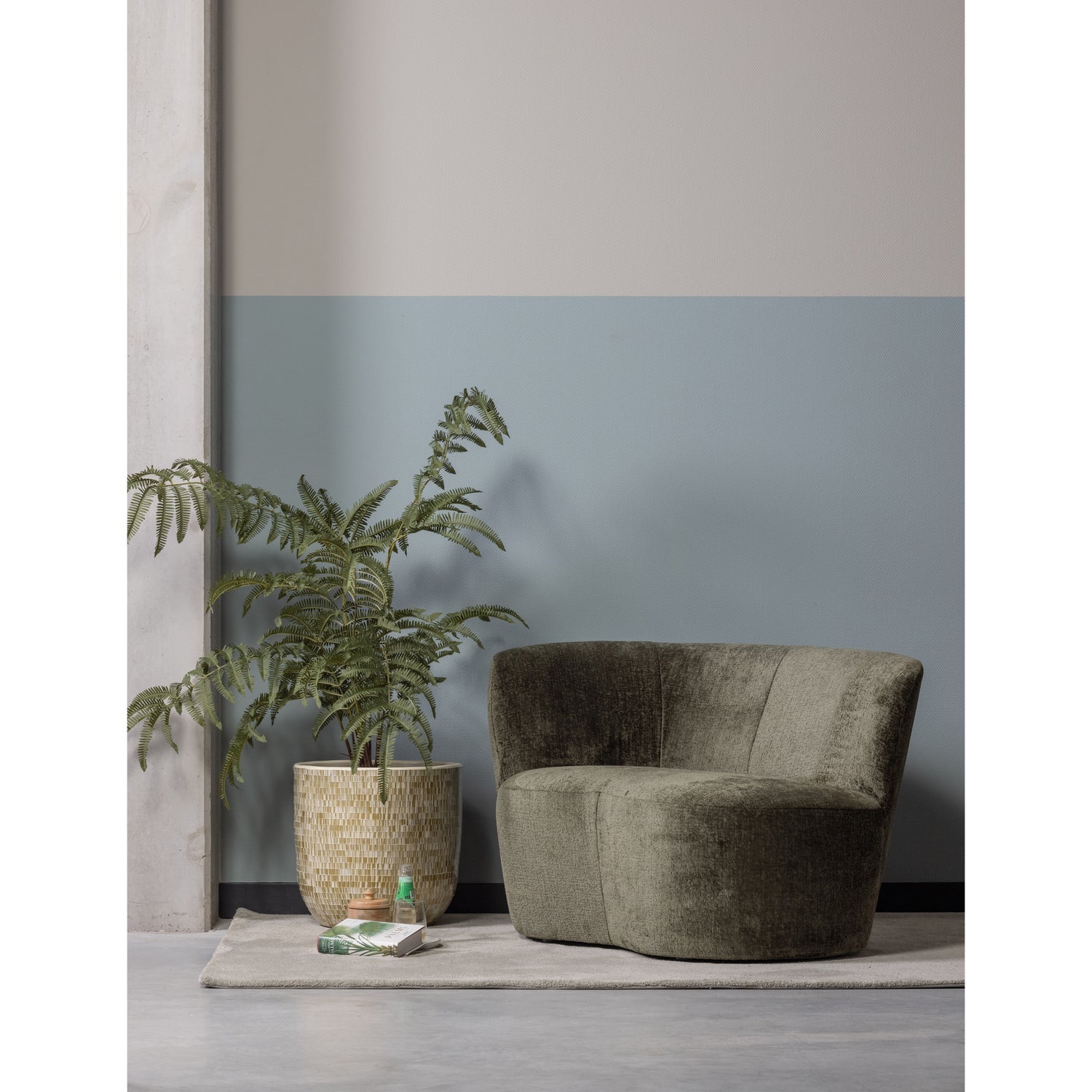 Green Left-Arm Velvet Sofa STONE