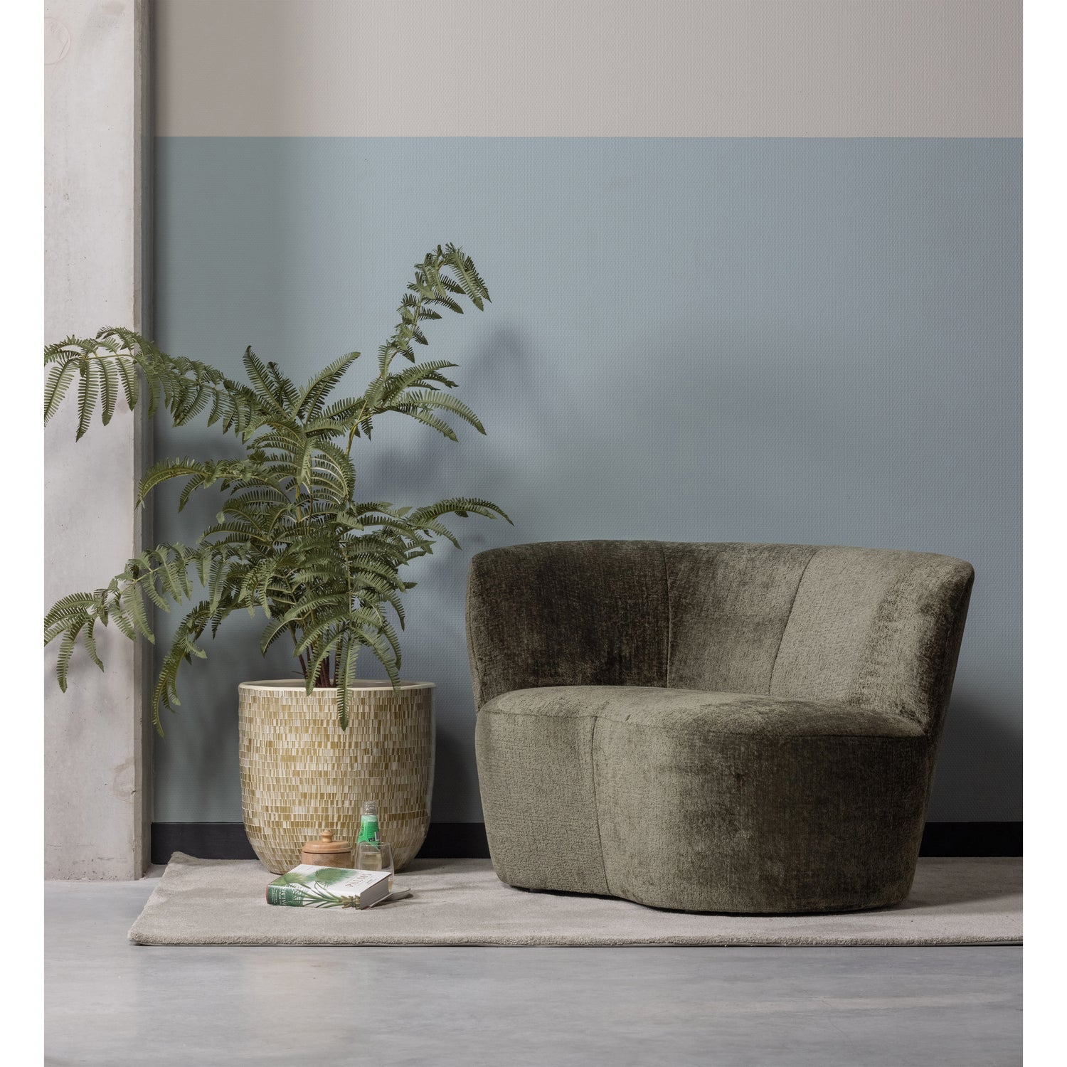 Green Left-Arm Velvet Sofa STONE