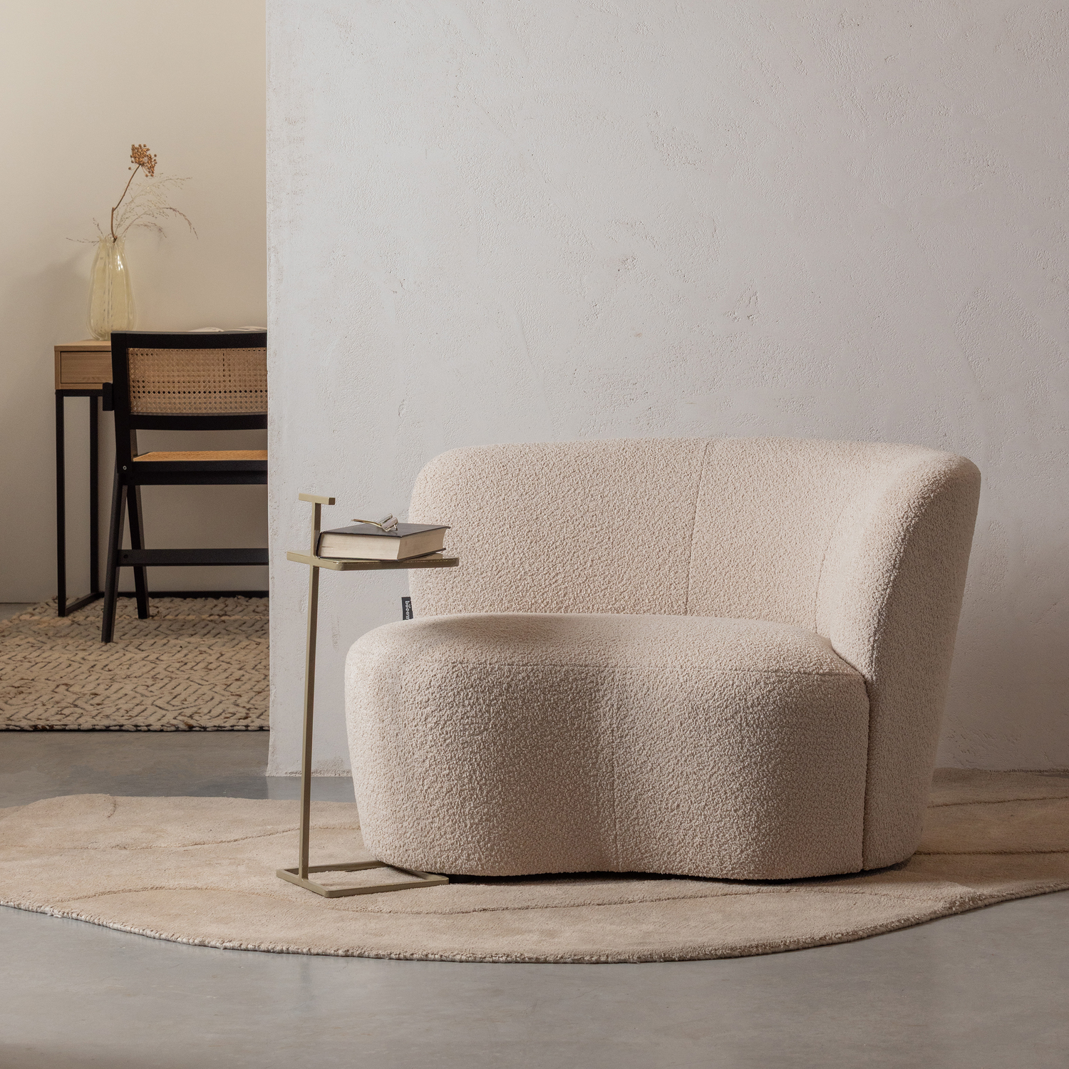 Right-facing Sofa STONE cream boucle