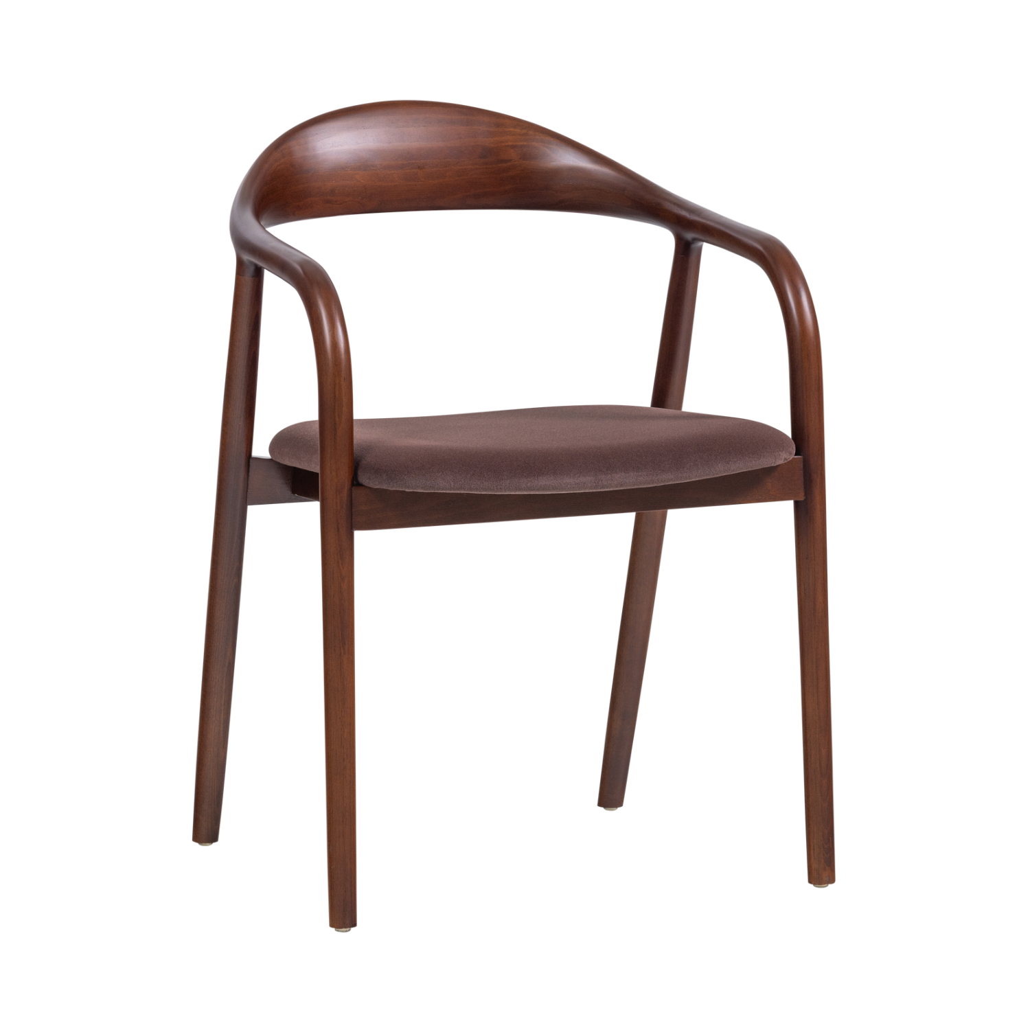 Stoel BRAN bruin beukenhout met bruine bekleding
