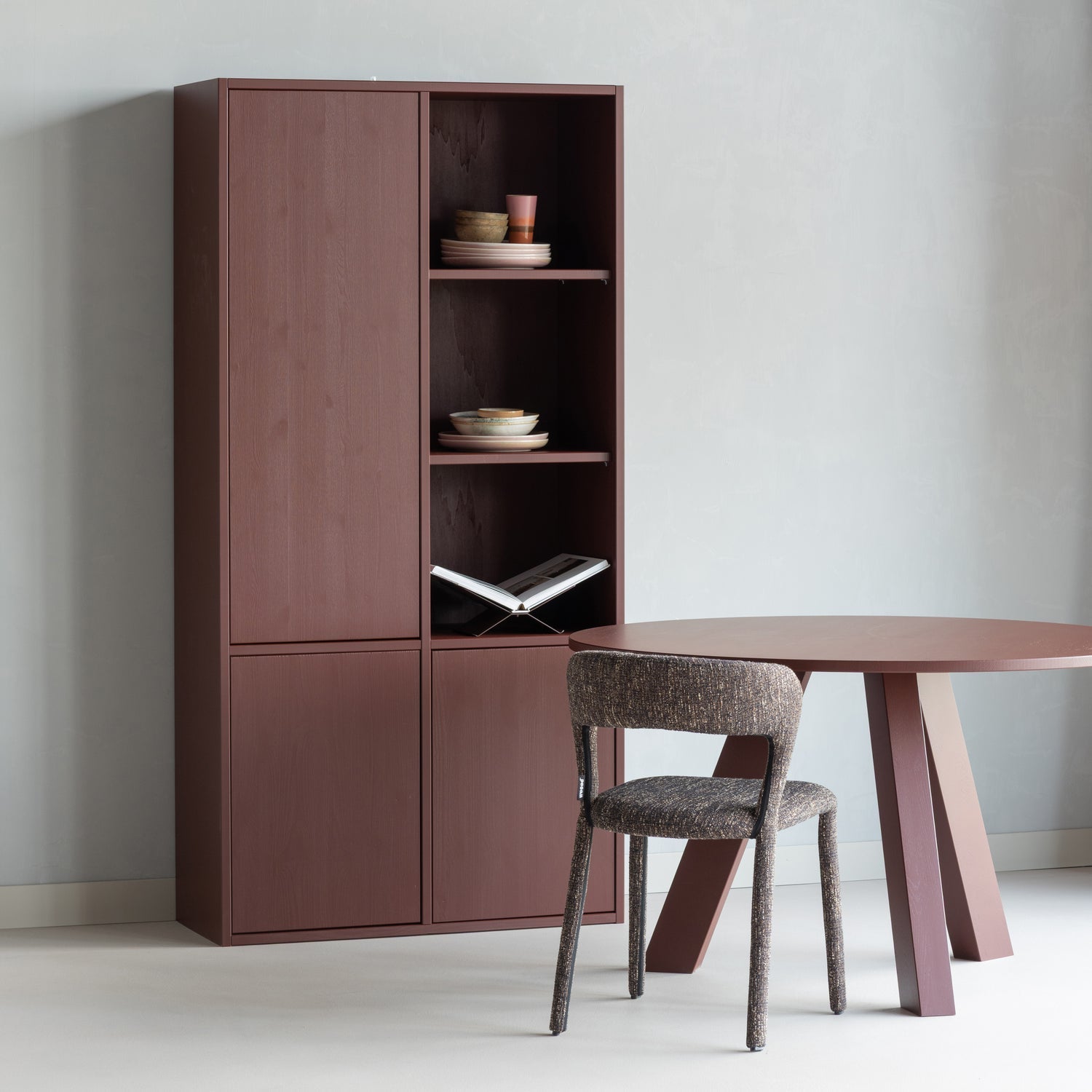 Bureau met kasten MEREL bordeauxrood