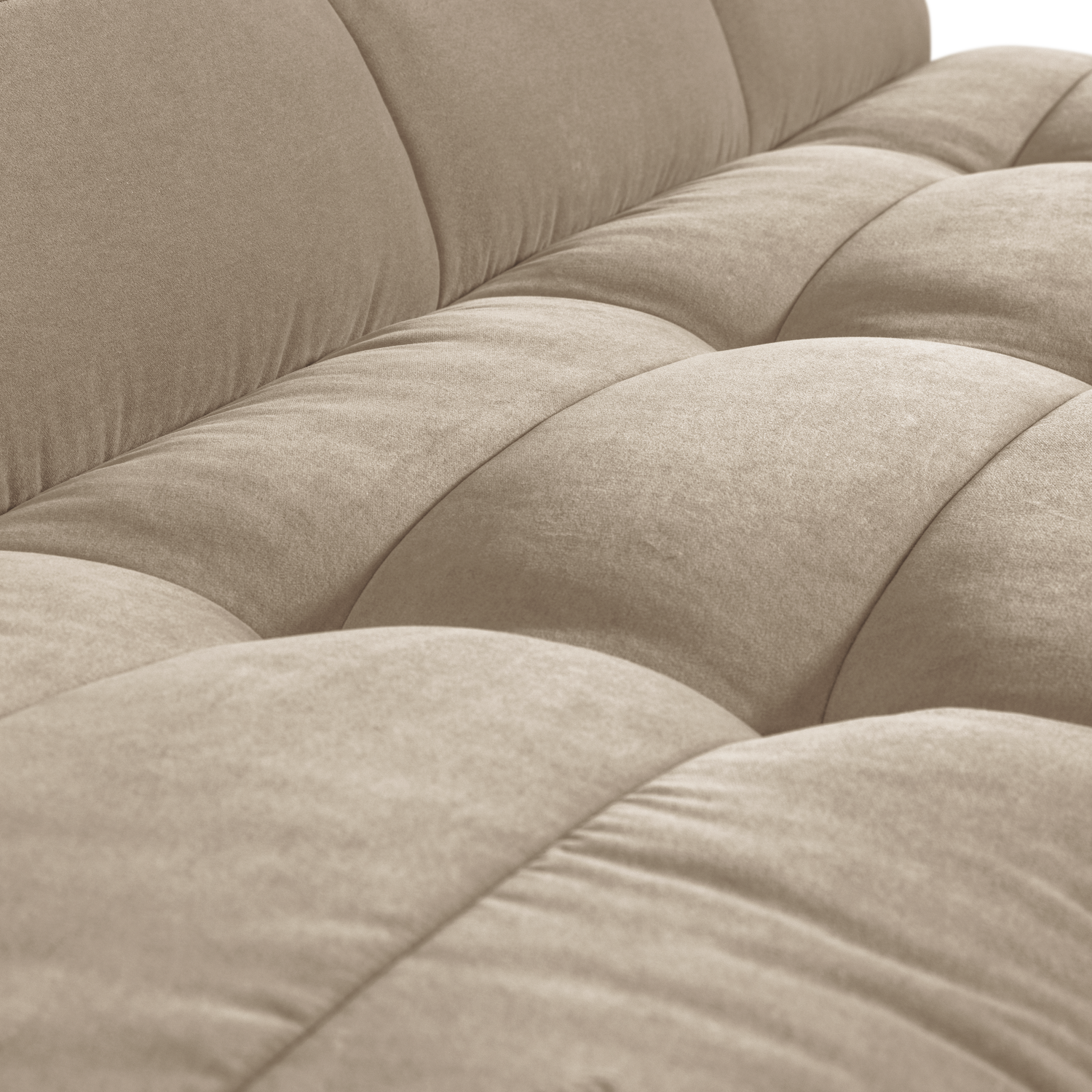 Sofa aksamitna CLUSTER BENCH - module voor 3 personen zandkleurig