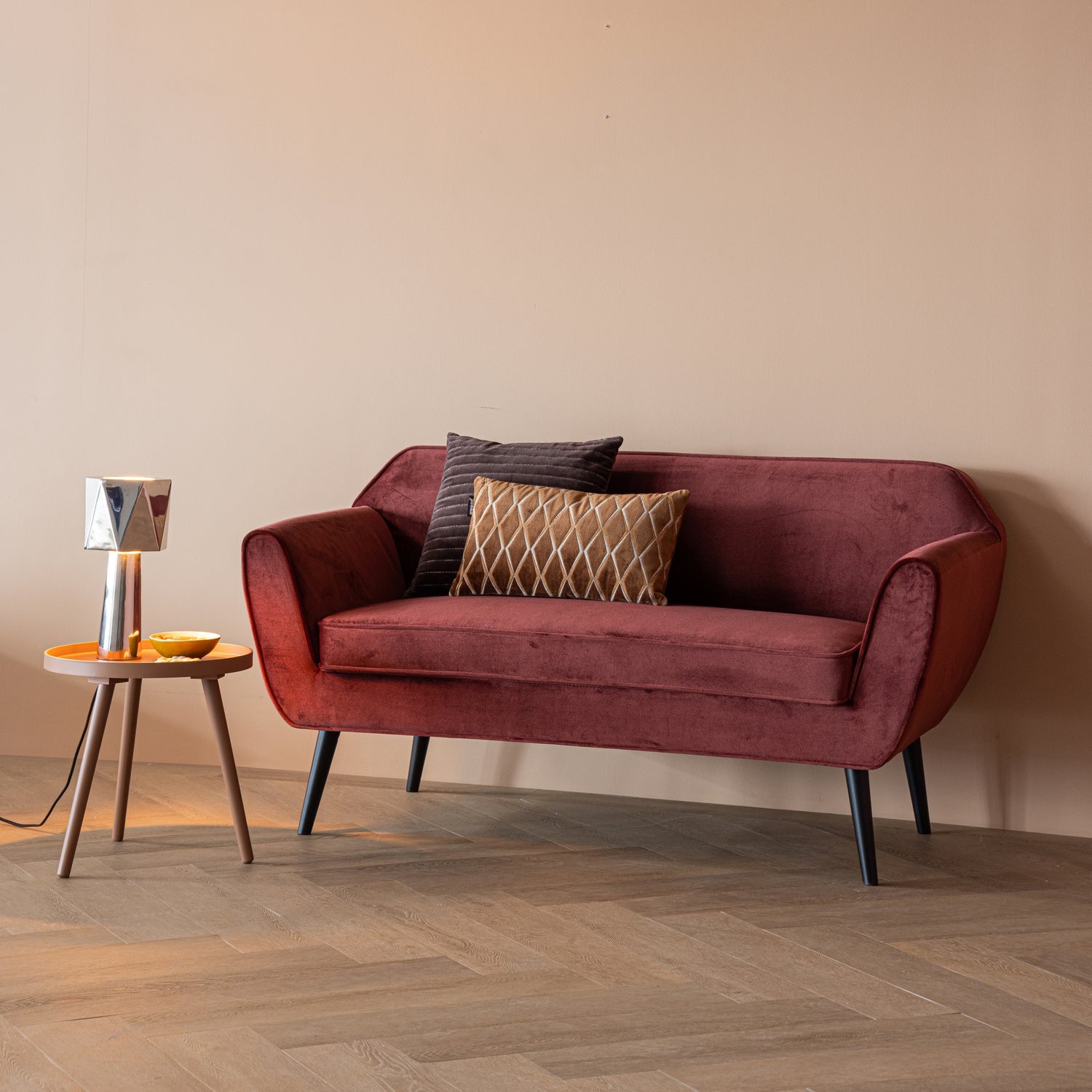Burgundy Velvet 2-Seater Sofa ROCCO
