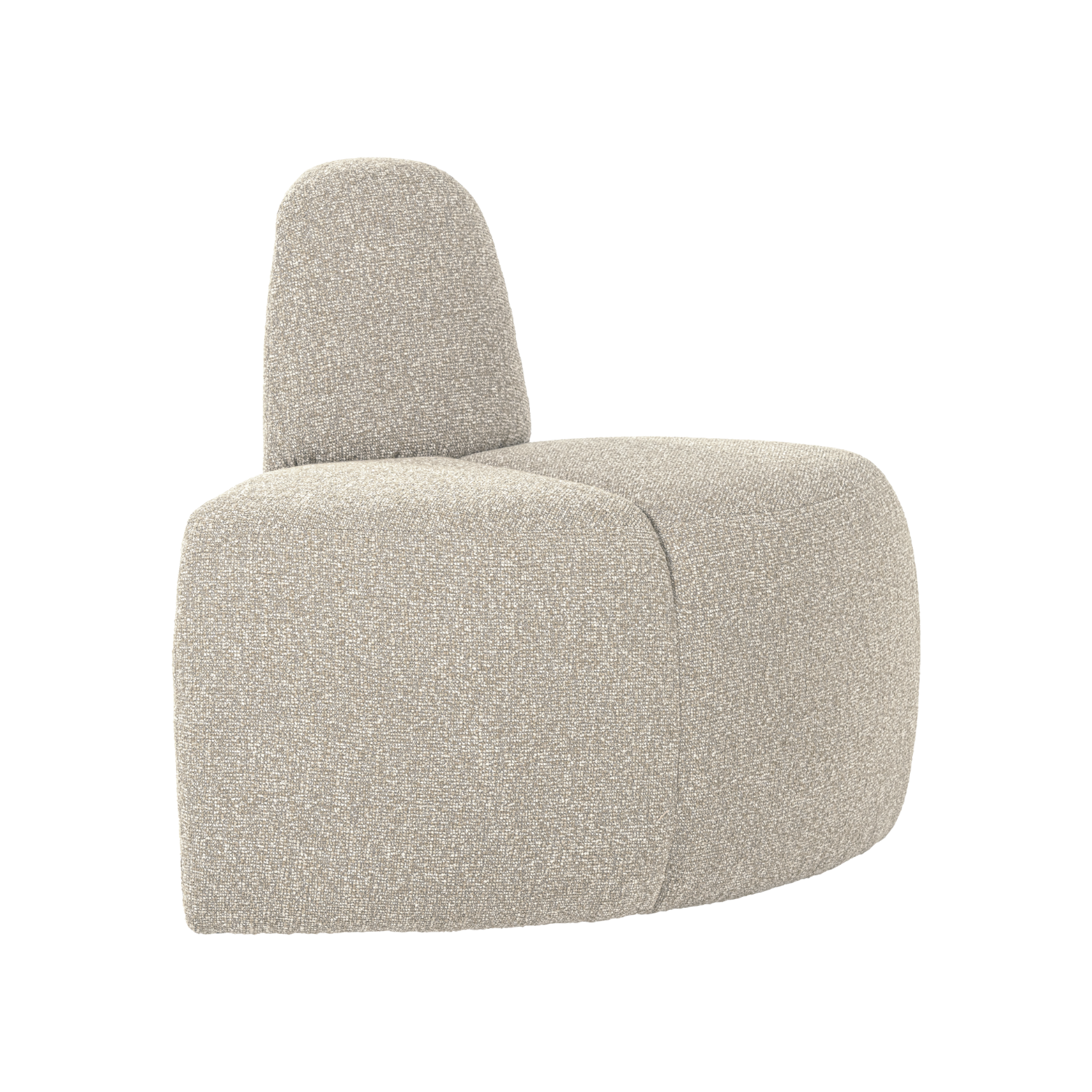 Sofa modulare MOJO BENCH - abgerundetes Eckelement in beigem Bouclé