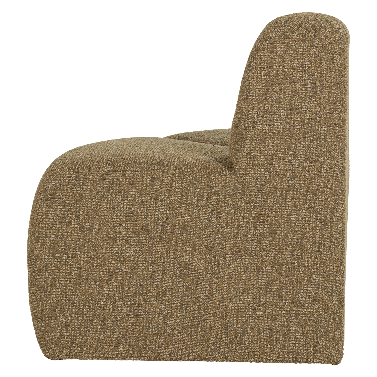 Modulares Sofa MOJO BENCH - abgerundetes Eckelement in honigfarbenem Bouclé
