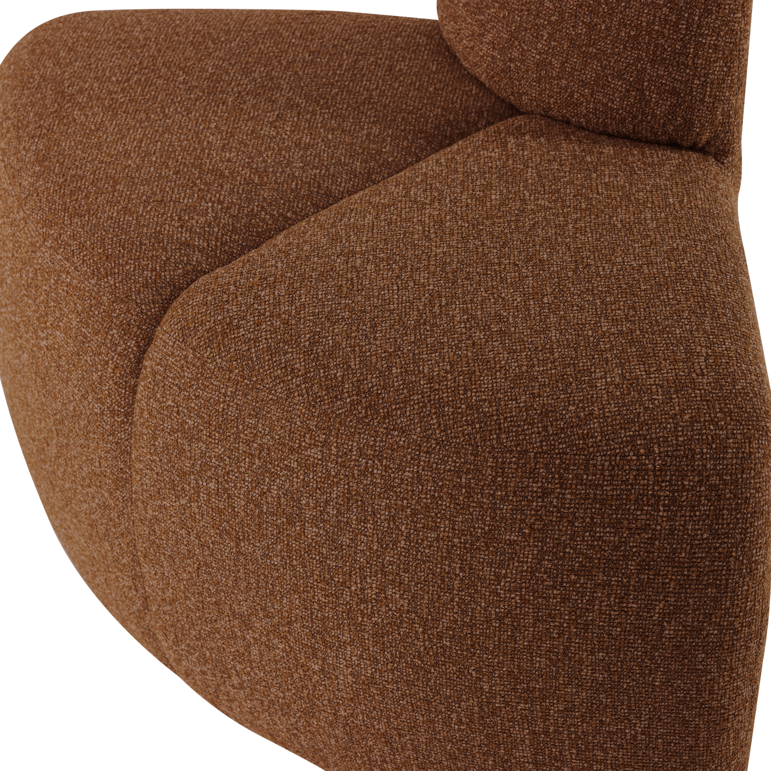 Modulares Sofa MOJO BENCH - abgerundetes Eckelement in ziegelbraunem Bouclé