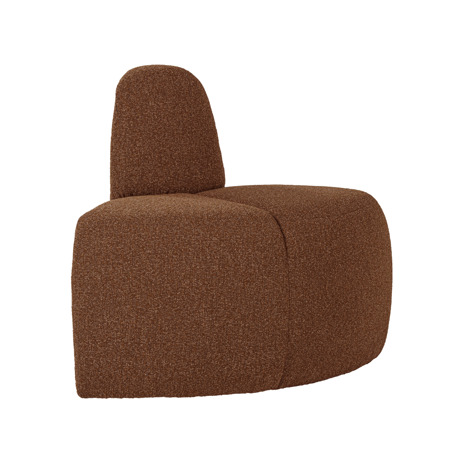 Modulares Sofa MOJO BENCH - abgerundetes Eckelement in ziegelbraunem Bouclé
