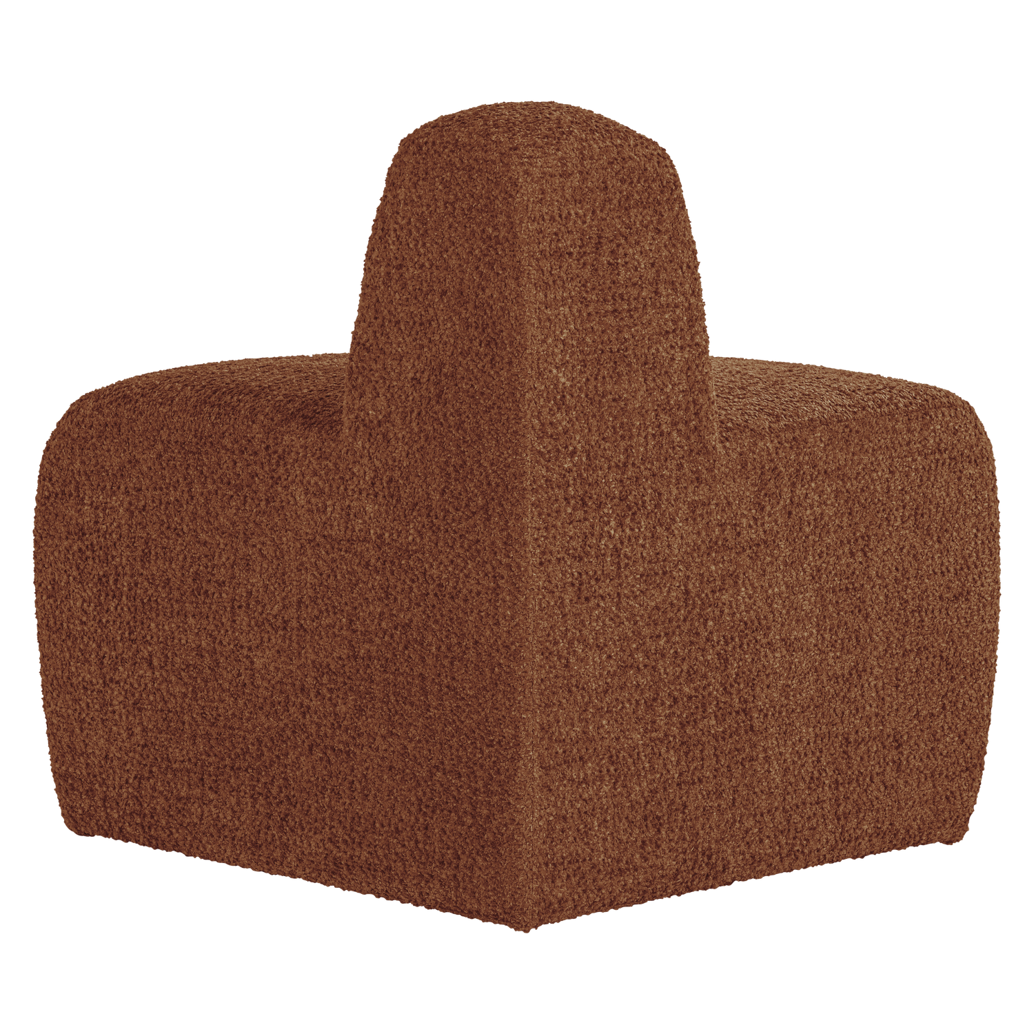 Modulares Sofa MOJO BENCH - abgerundetes Eckelement in ziegelbraunem Chenille