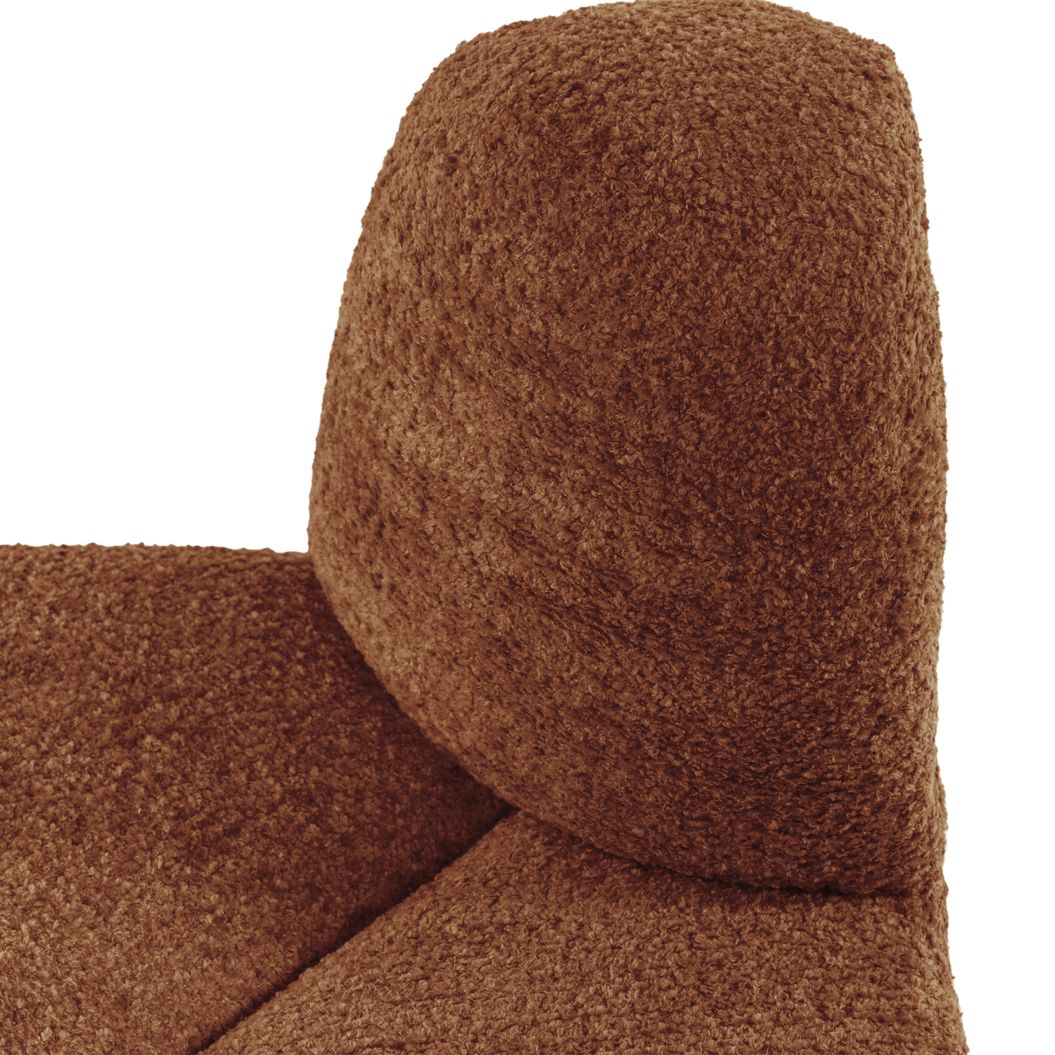 Modulares Sofa MOJO BENCH - abgerundetes Eckelement in ziegelbraunem Chenille