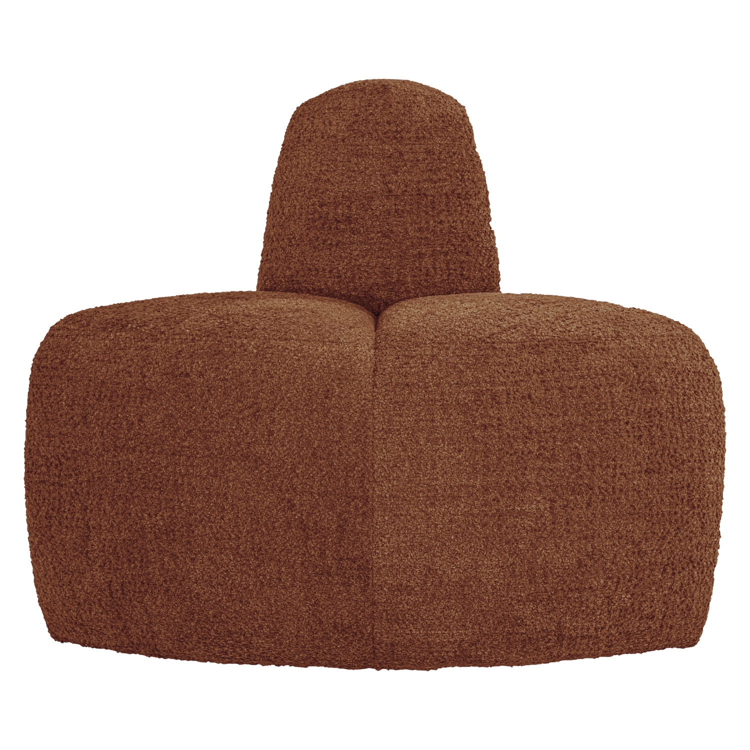 Modulares Sofa MOJO BENCH - abgerundetes Eckelement in ziegelbraunem Chenille