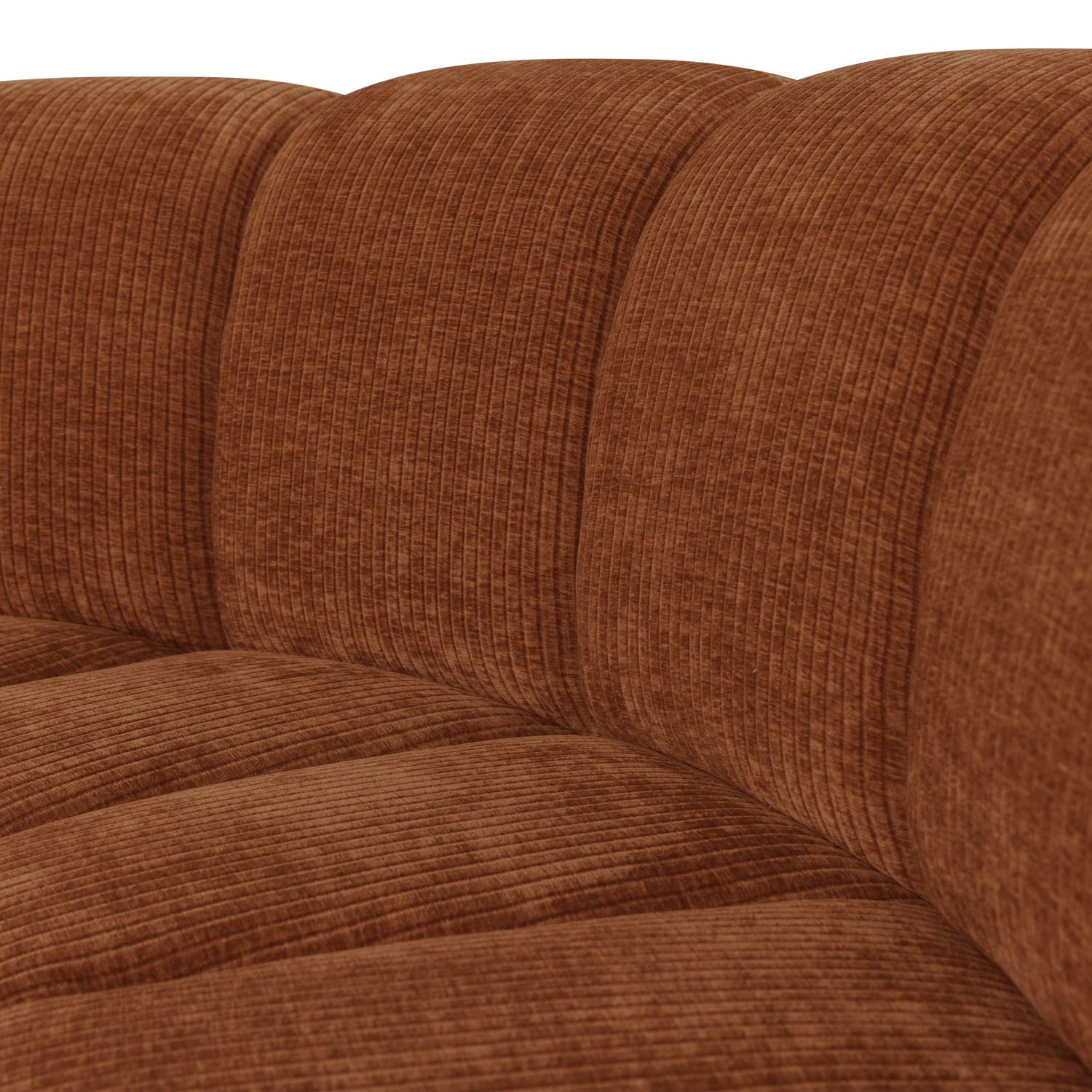 Modulaire bank MOJO BENCH - hoekelement halfrond baksteenbruin corduroy
