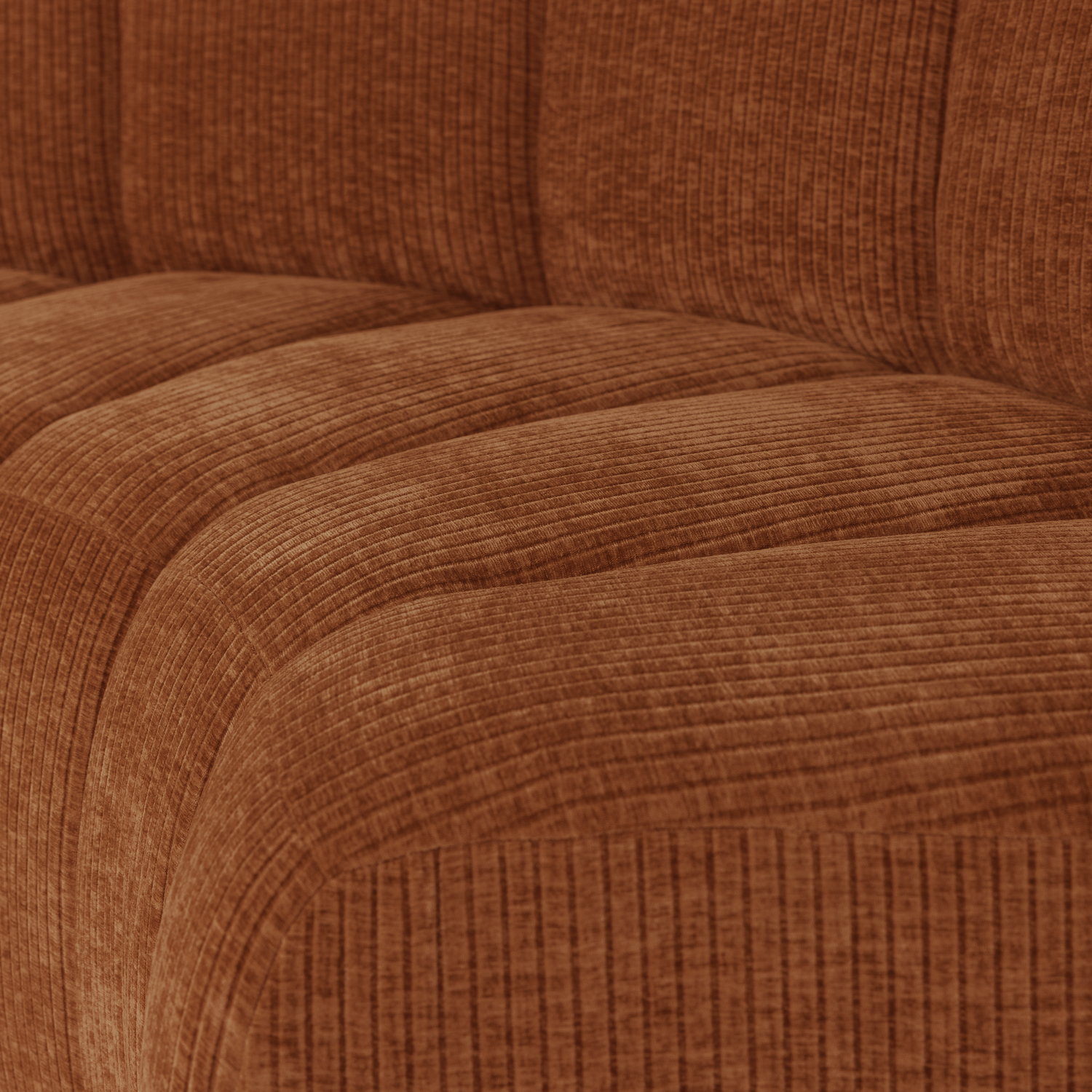 Modulaire bank MOJO BENCH - hoekelement halfrond baksteenbruin corduroy