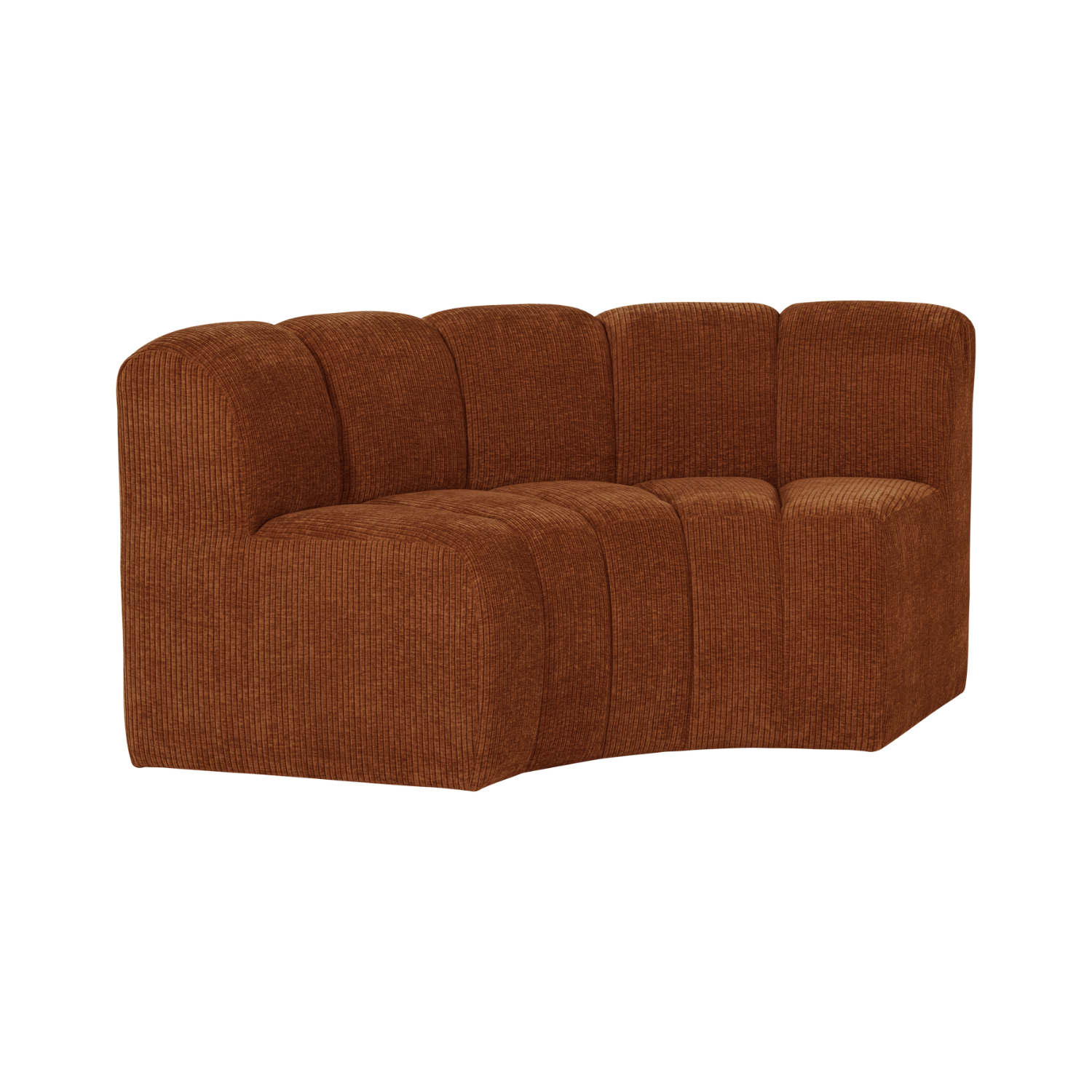 Modulaire bank MOJO BENCH - hoekelement halfrond baksteenbruin corduroy