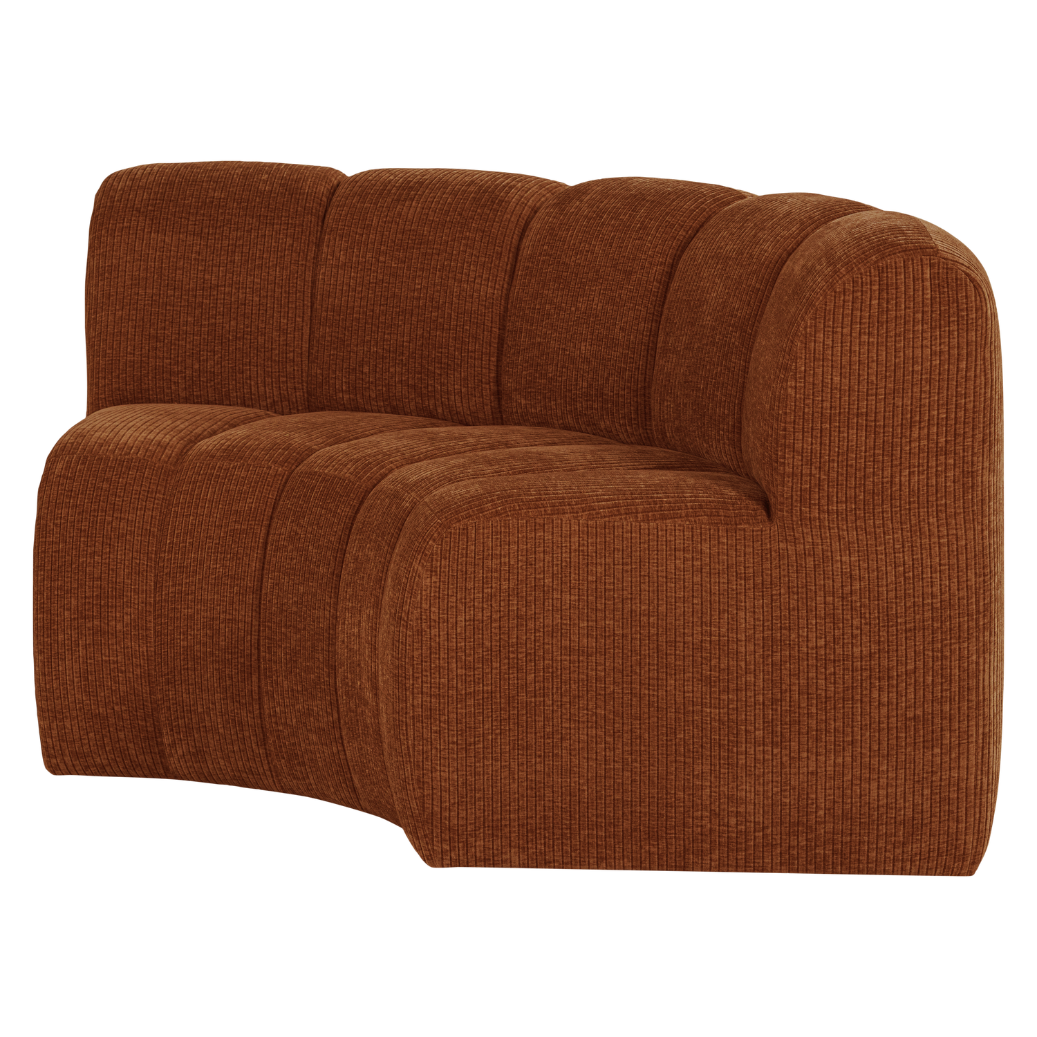 Modulaire bank MOJO BENCH - hoekelement halfrond baksteenbruin corduroy