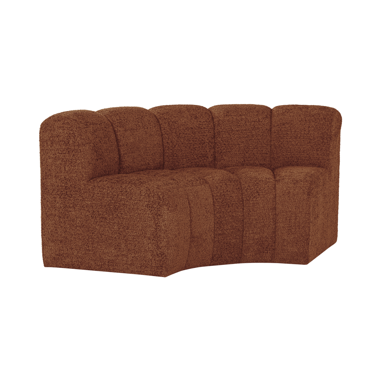 Modulaire bank MOJO BENCH - hoekelement halfrond roestbruin schapenvacht