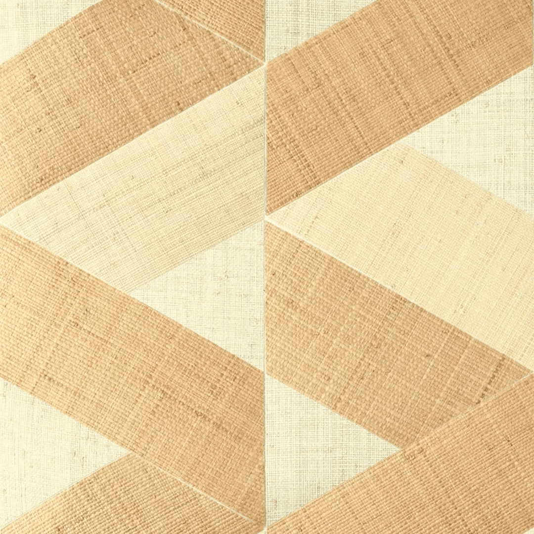 Natuurlijke wandbekleding met geometrisch patroon van raffia SOLAL - NATUREL lichtbruin met beige
