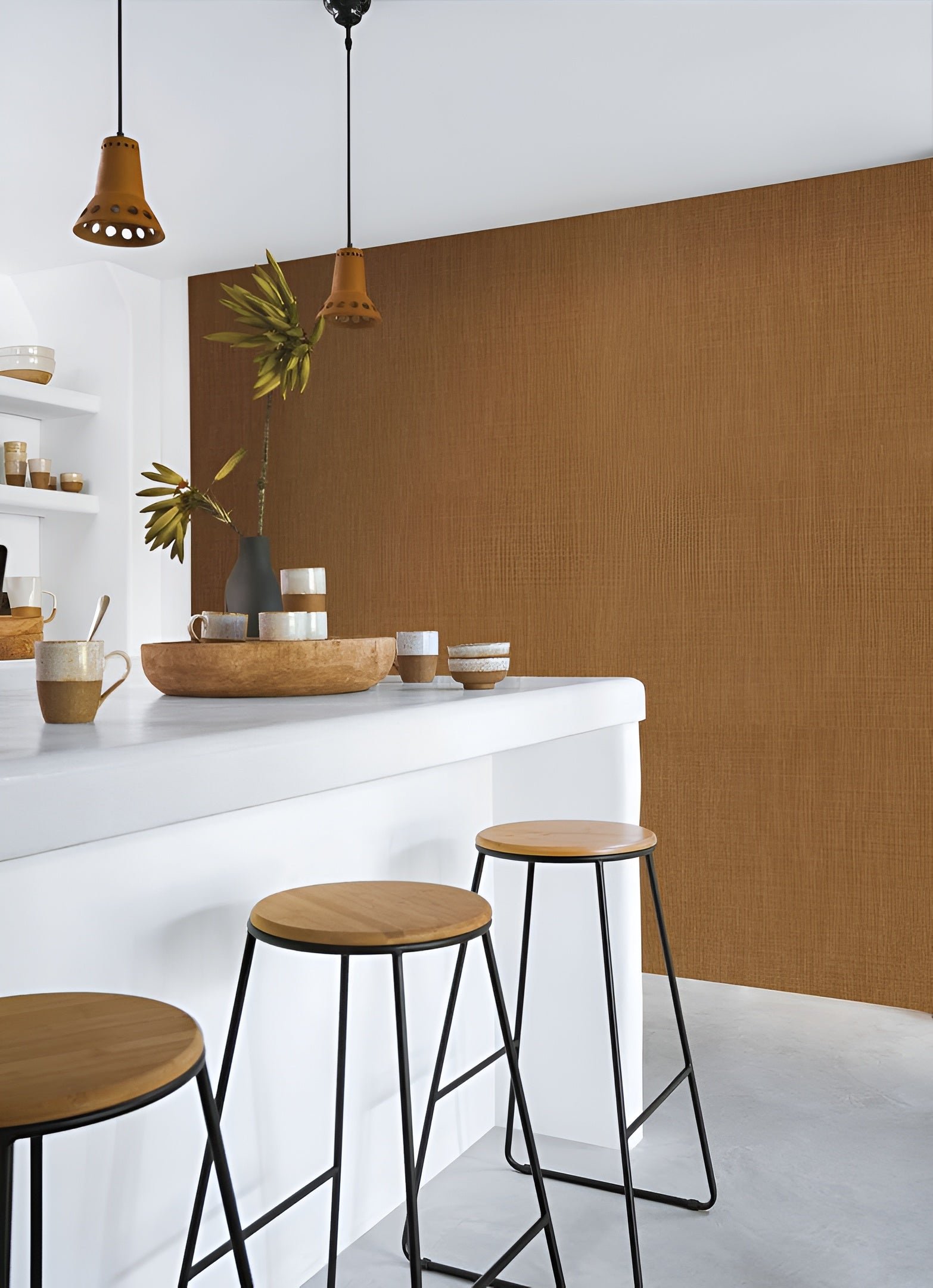 Structural wallpaper resembling linen canvas SHINOK - GRIS TAUPE gray with taupe