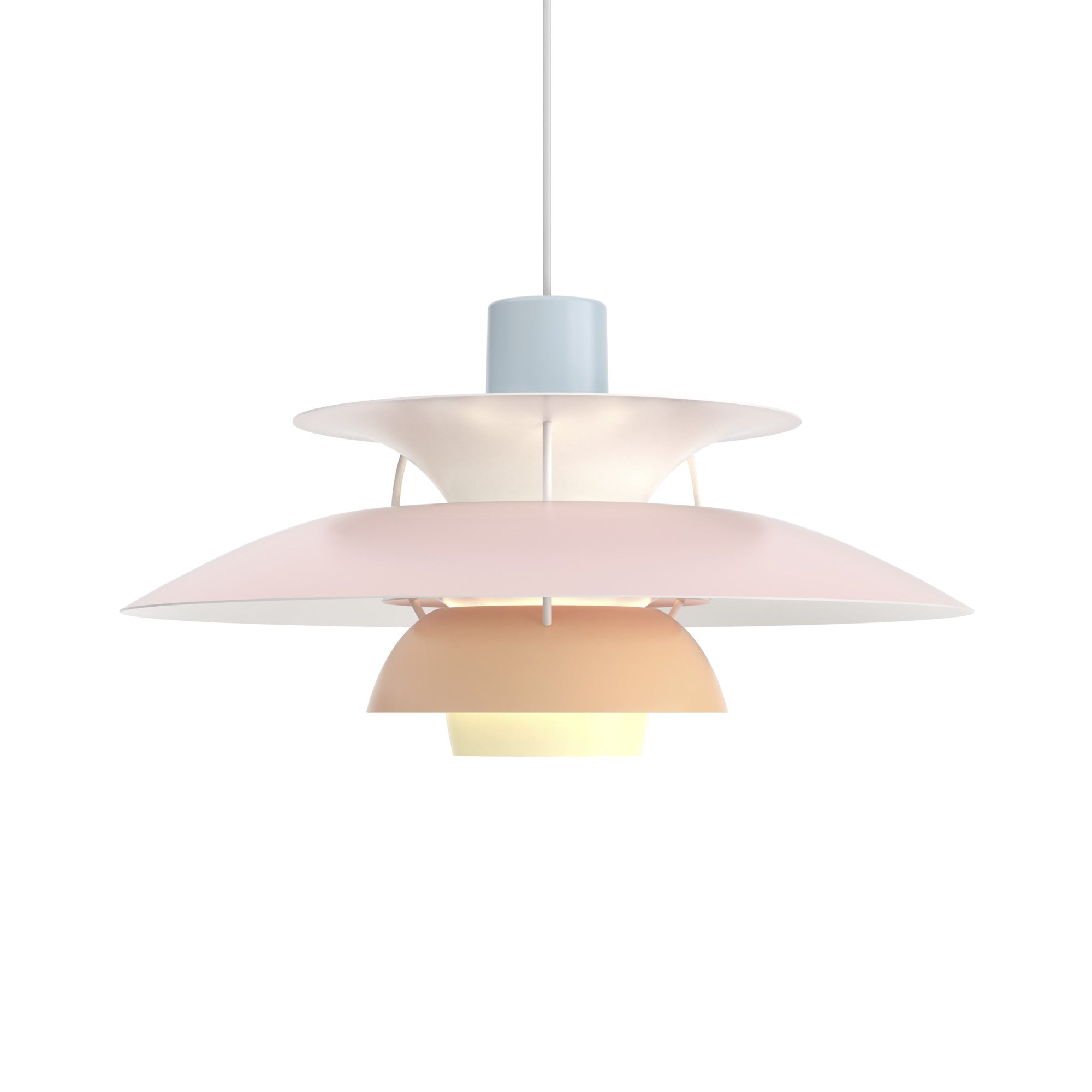 Hanglamp PH 5 pastelblauw met roze en perzik