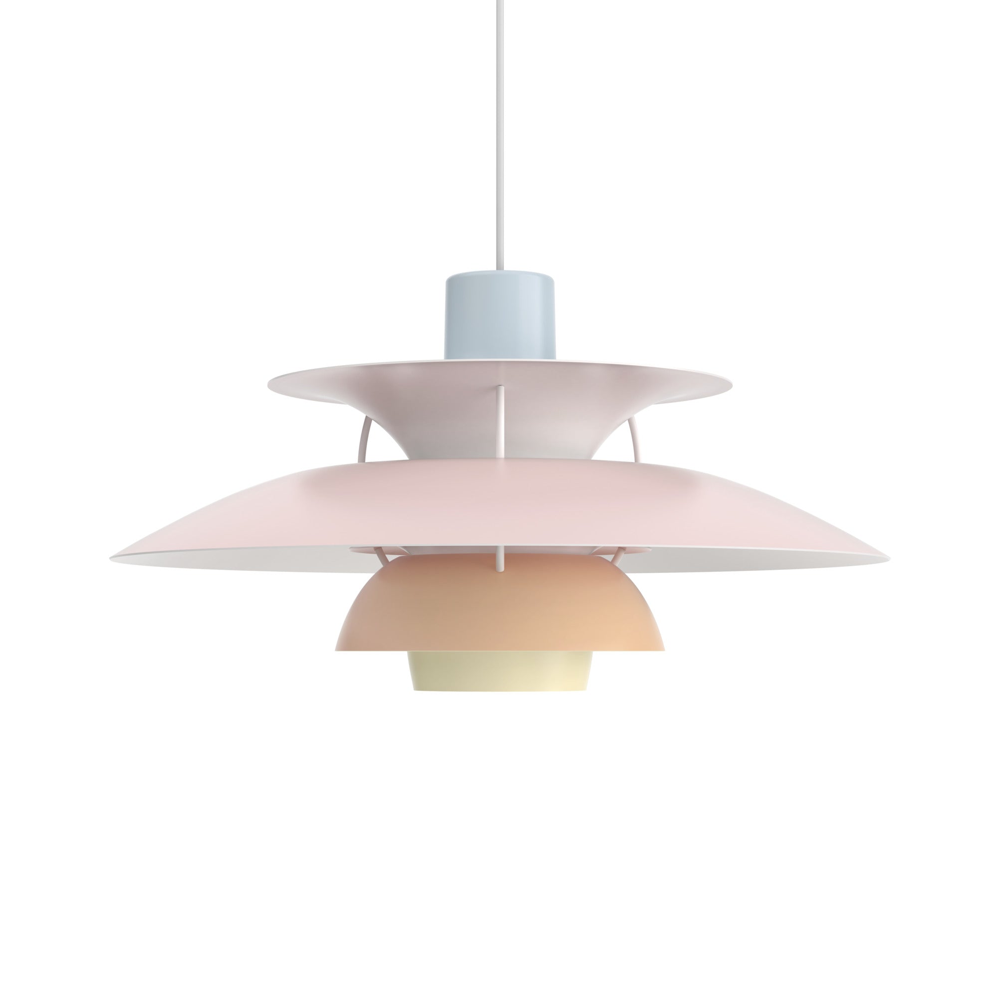 Hanglamp PH 5 pastelblauw met roze en perzik