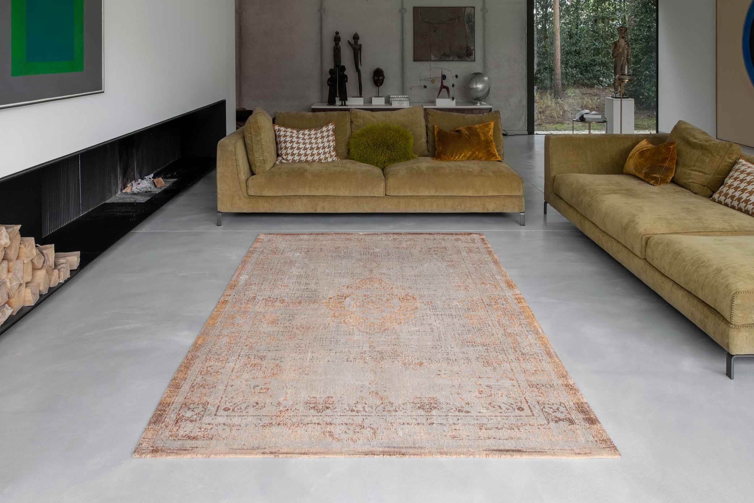 Medallon rug salmon salmon-gray