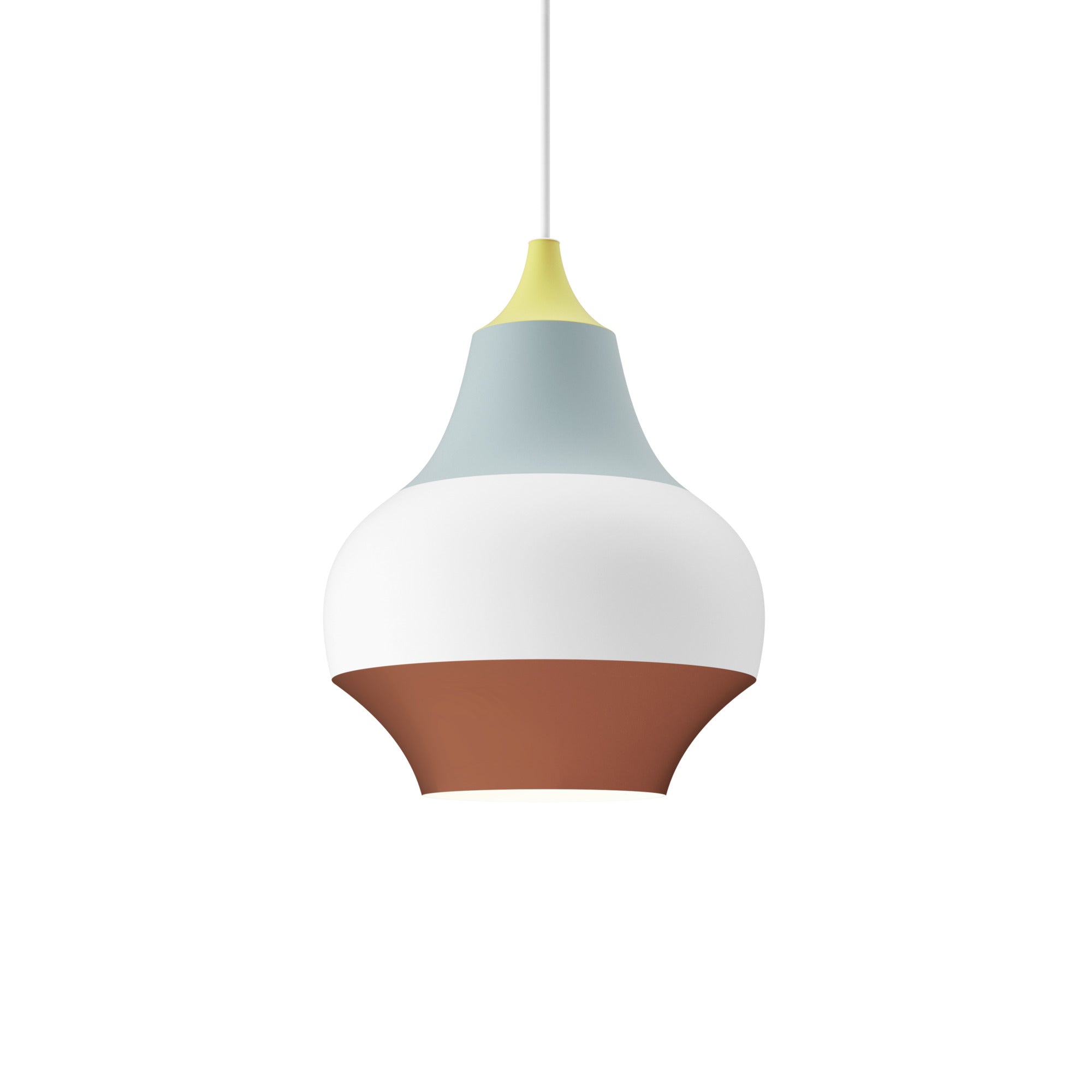 Pendant lamp CIRQUE copper-white-blue with yellow tip