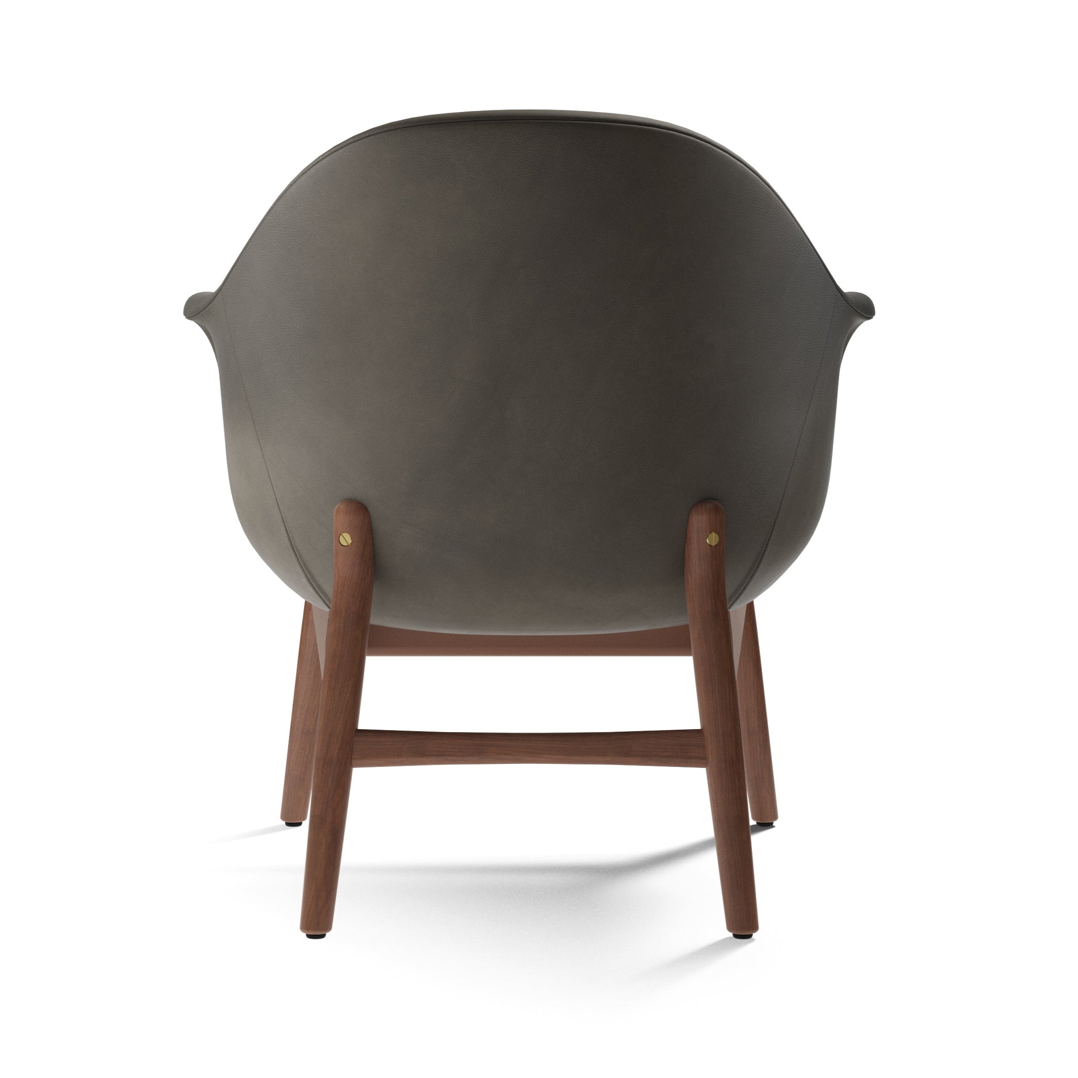 HARBOUR armchair gray leather with walnut base