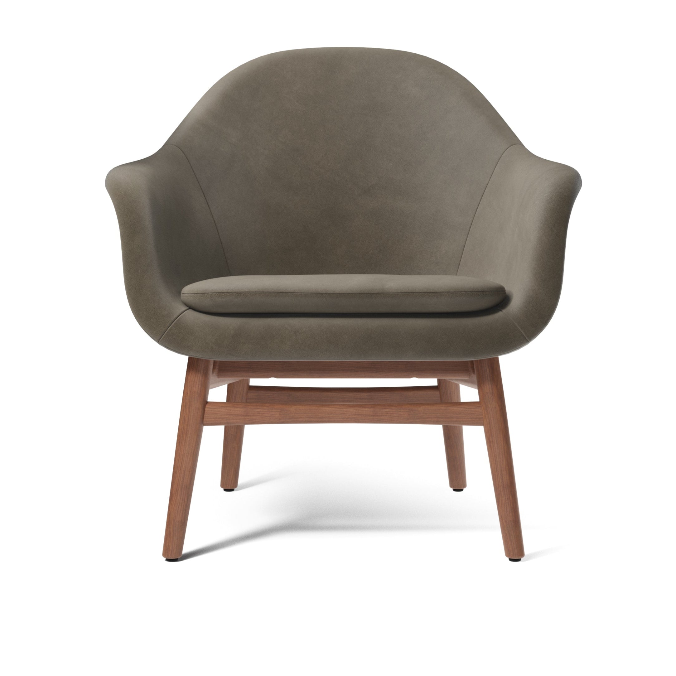 HARBOUR armchair gray leather with walnut base