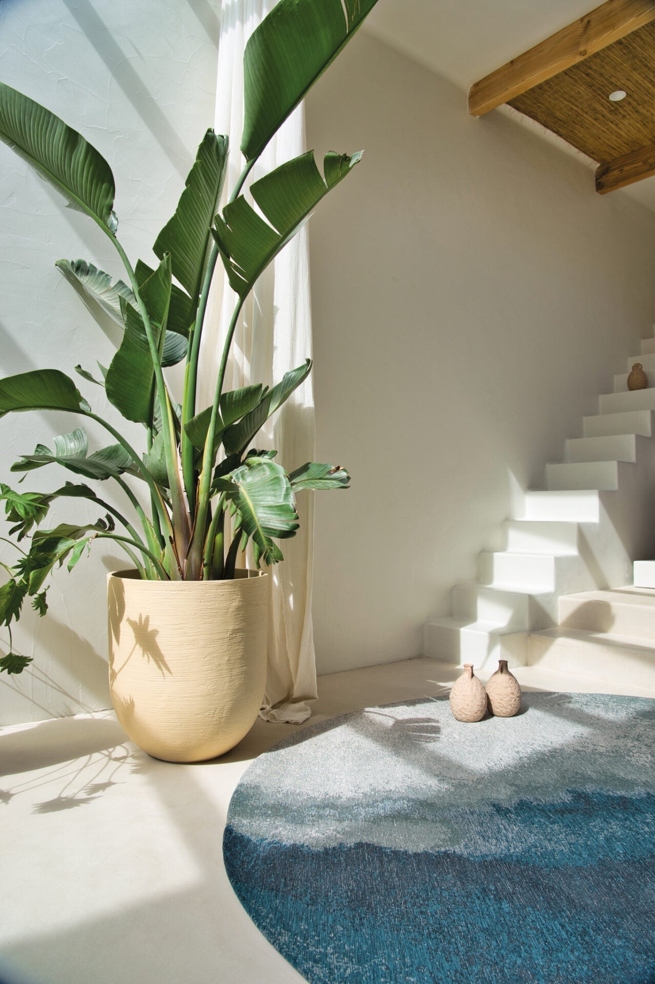 Round rug lagoon inkjet blue