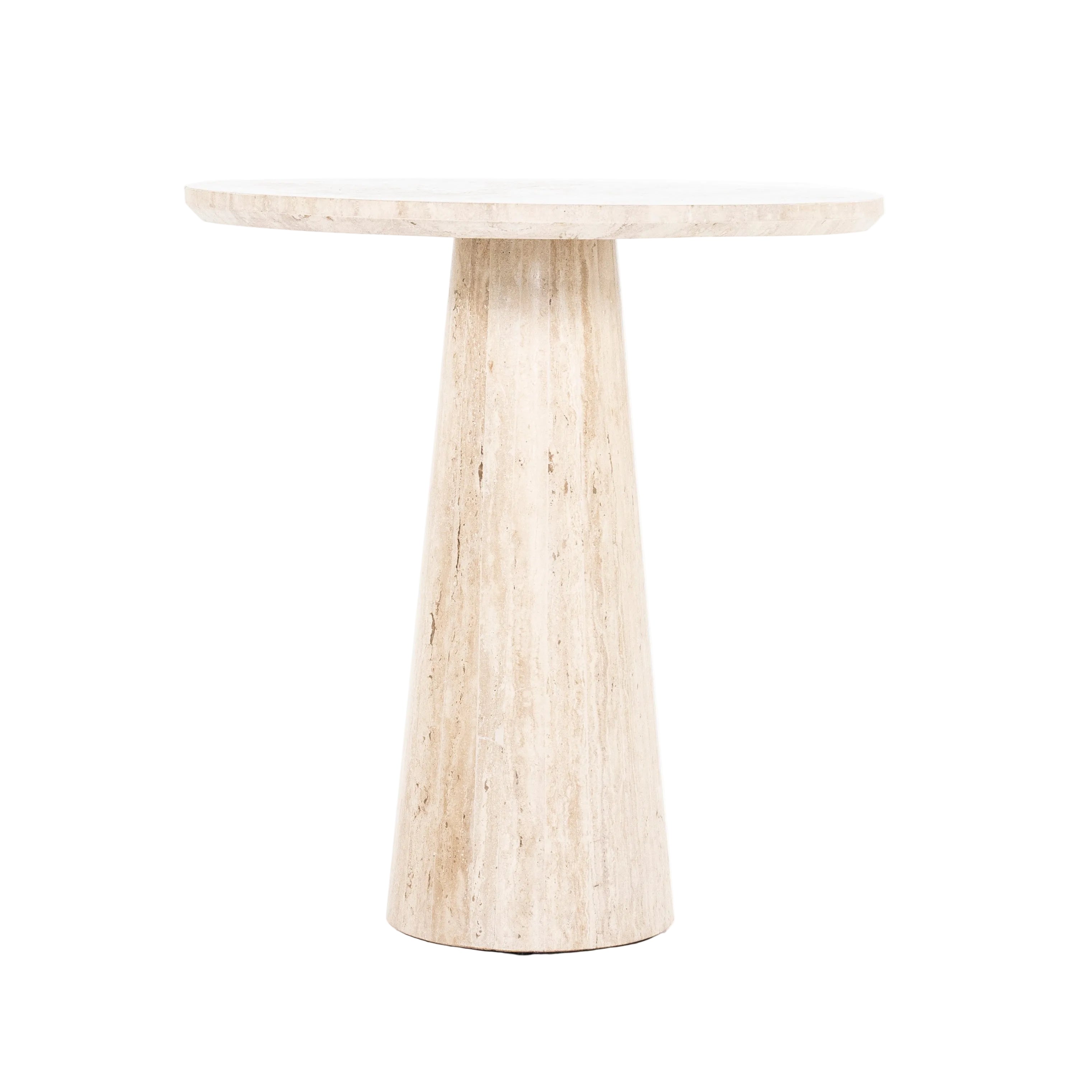 Ronde café tafel AIME lichtbeige travertin