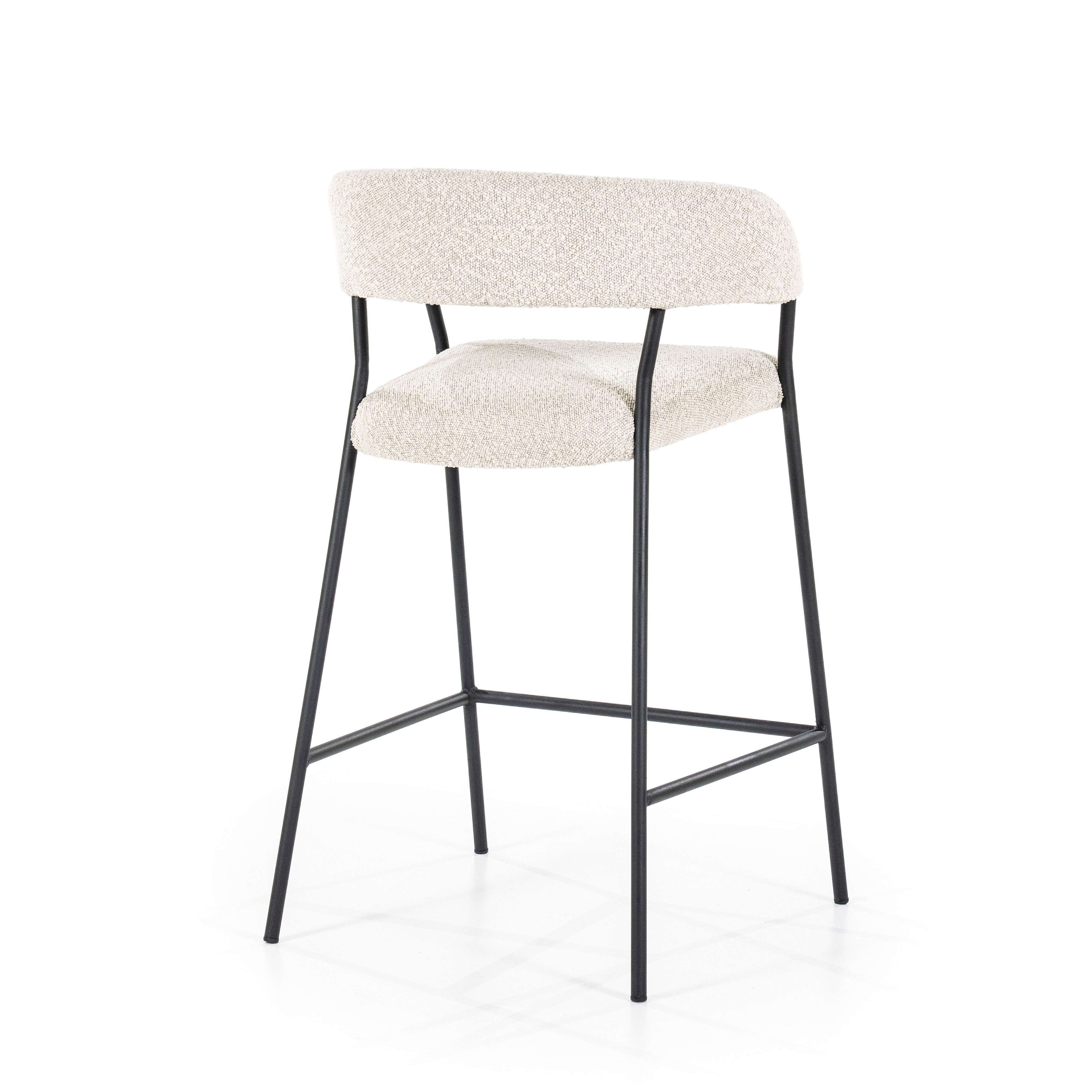Beige LUKA Stool with Black Base