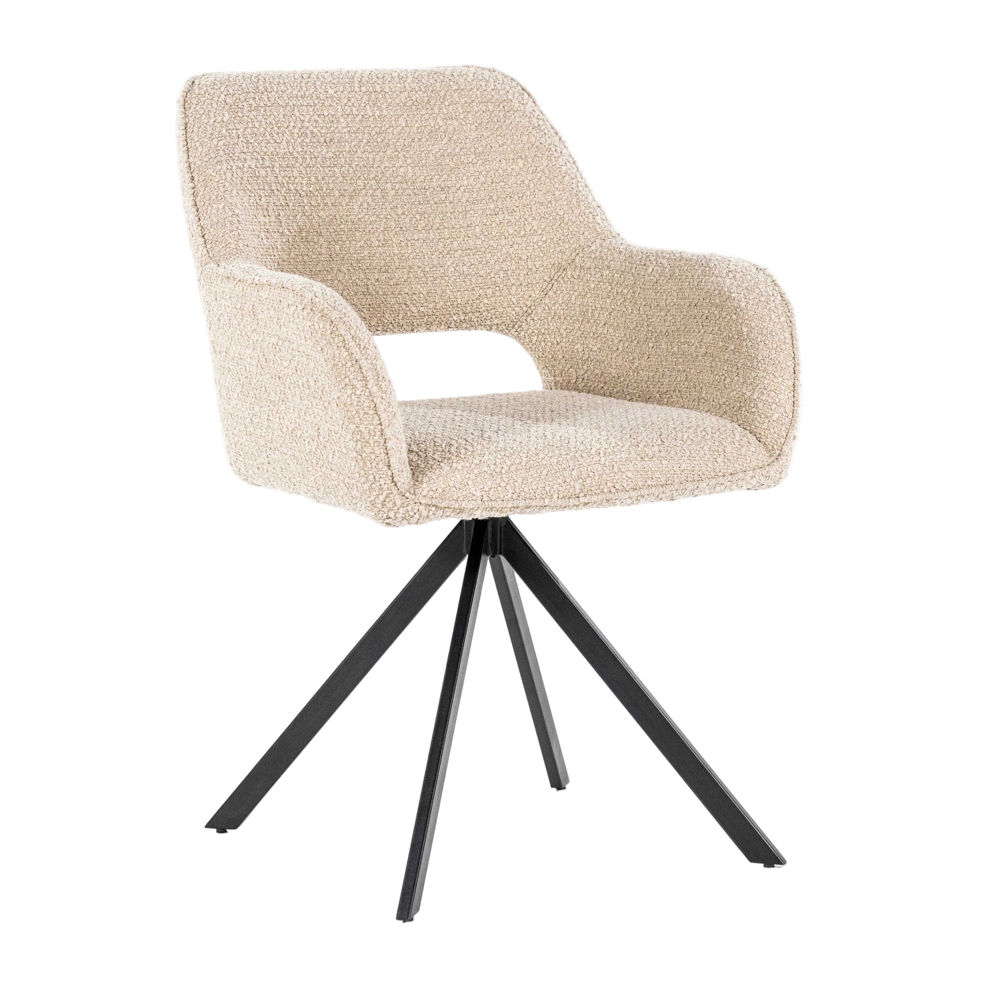 Stuhl FABIO sandfarben mit schwarzem Gestell