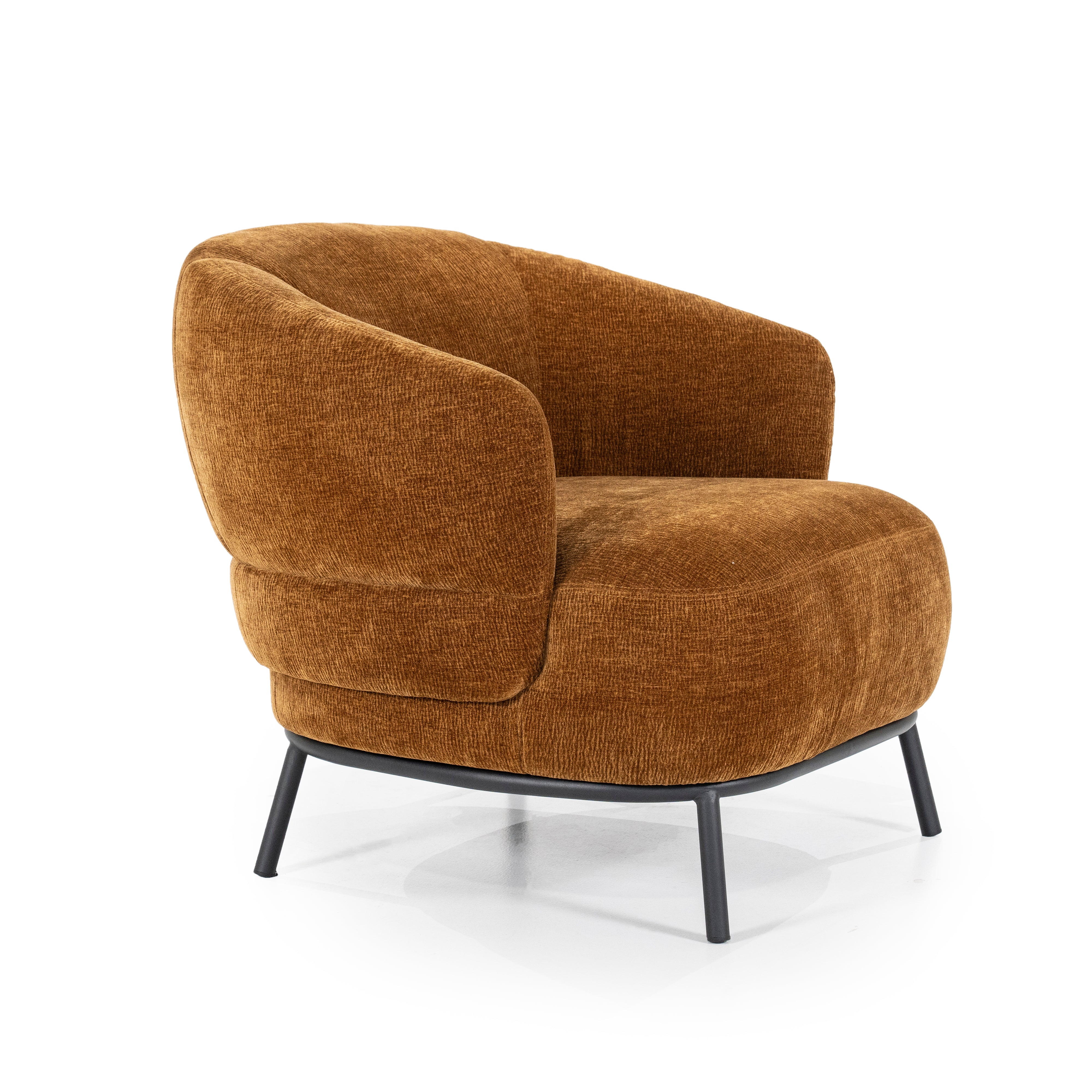 Fauteuil DAVID mosterdgeel met zwarte basis