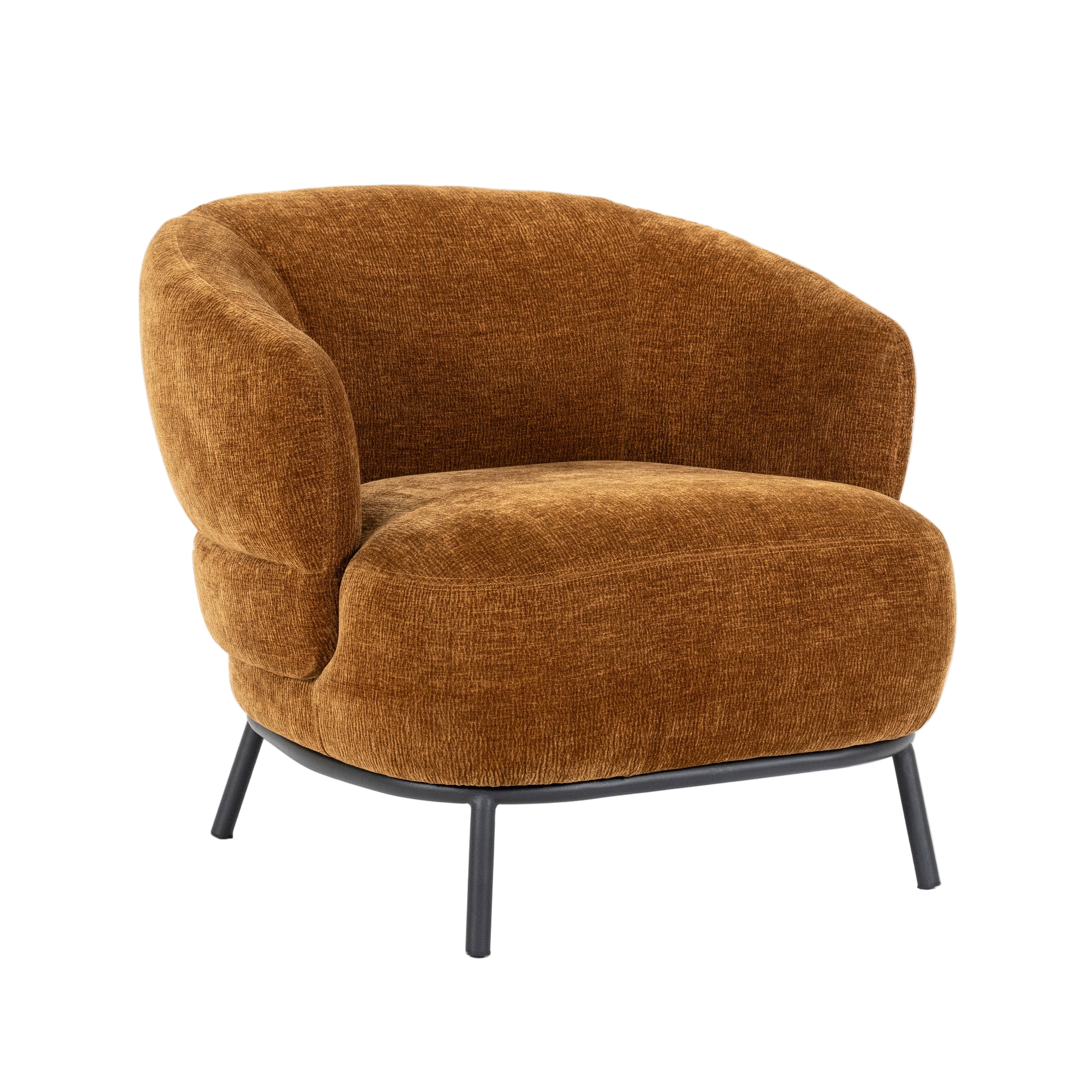 Fauteuil DAVID mosterdgeel met zwarte basis