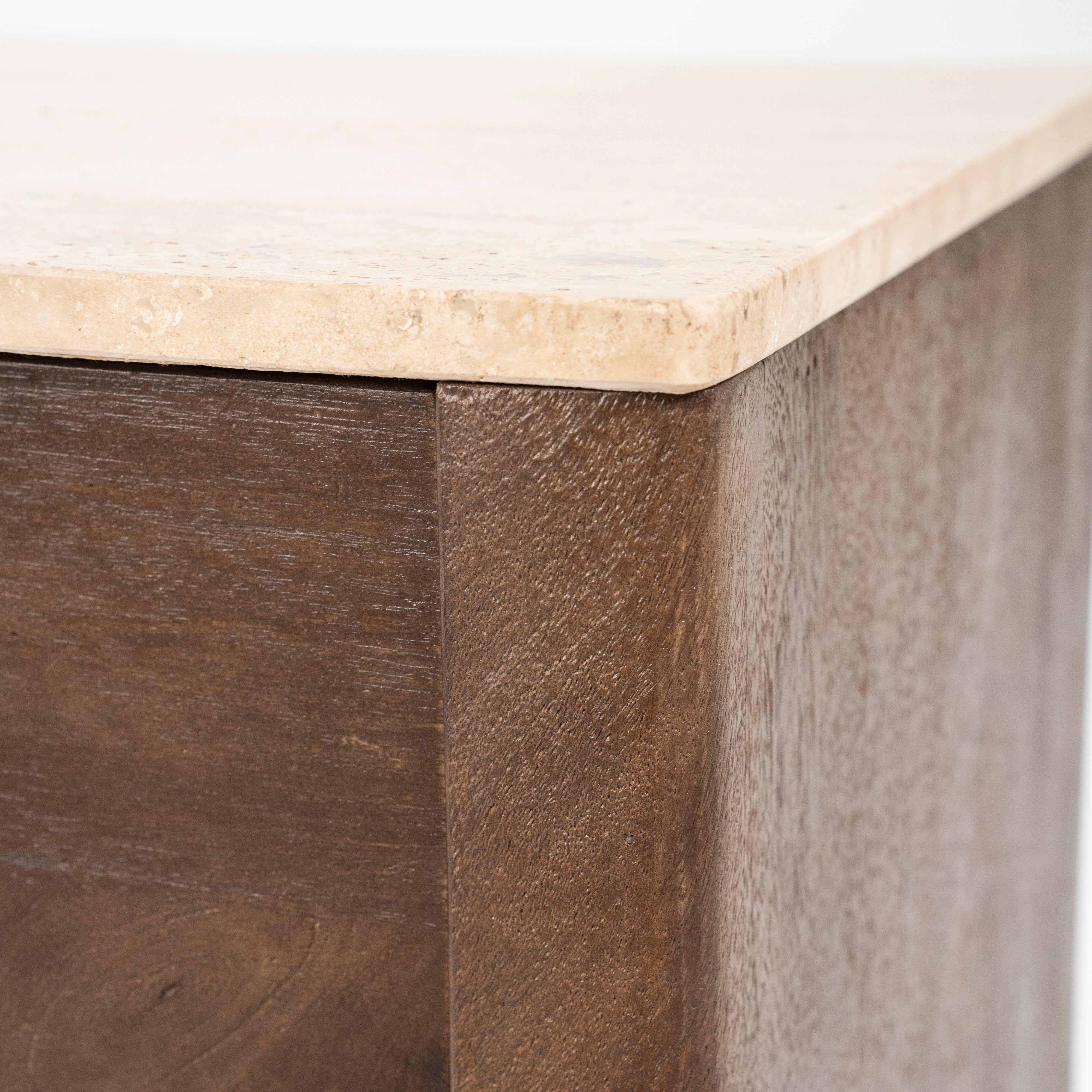 RTV Cabinet LIO brown mango wood with travertine