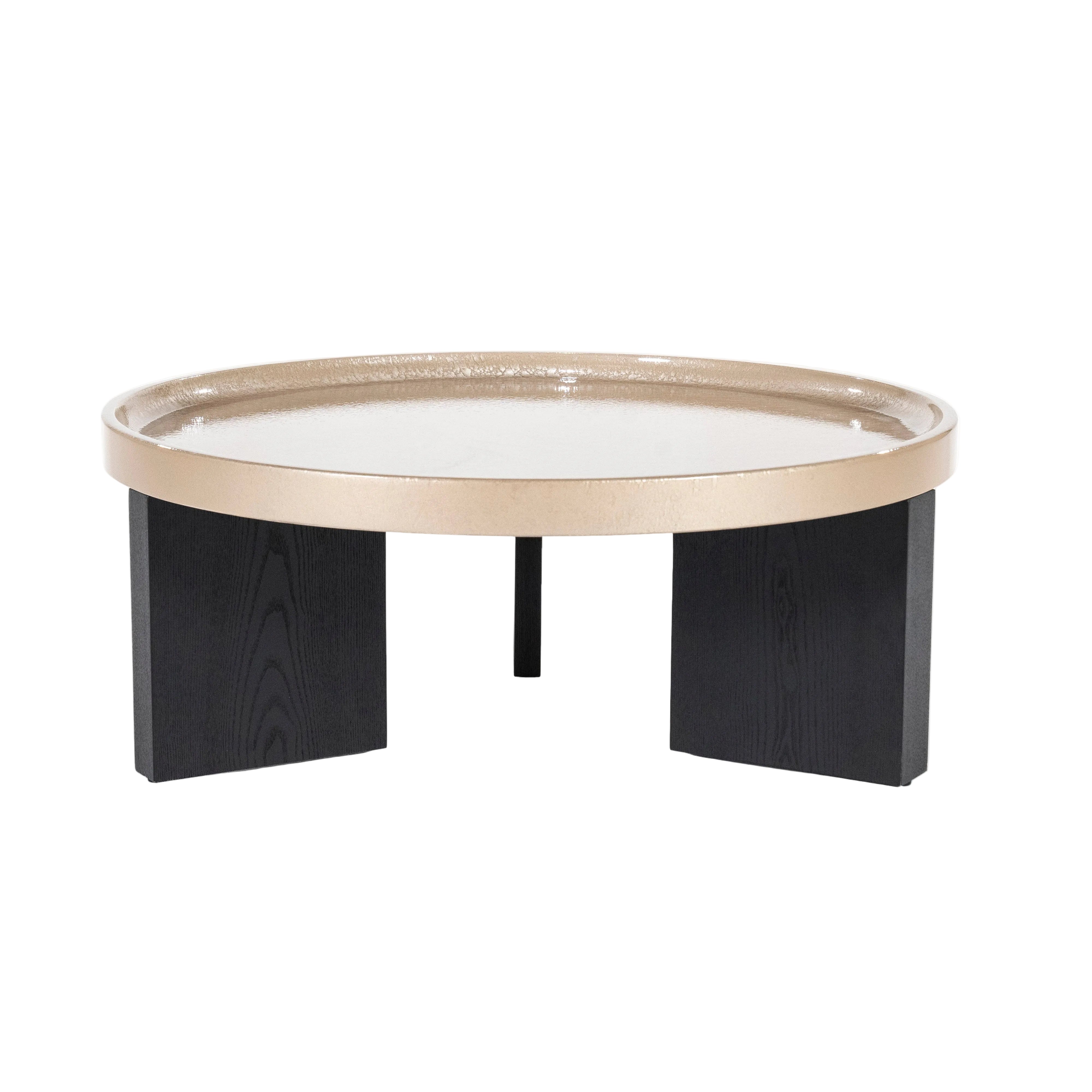 Beiger Kaffeetisch MAYSON mit Holzgestell