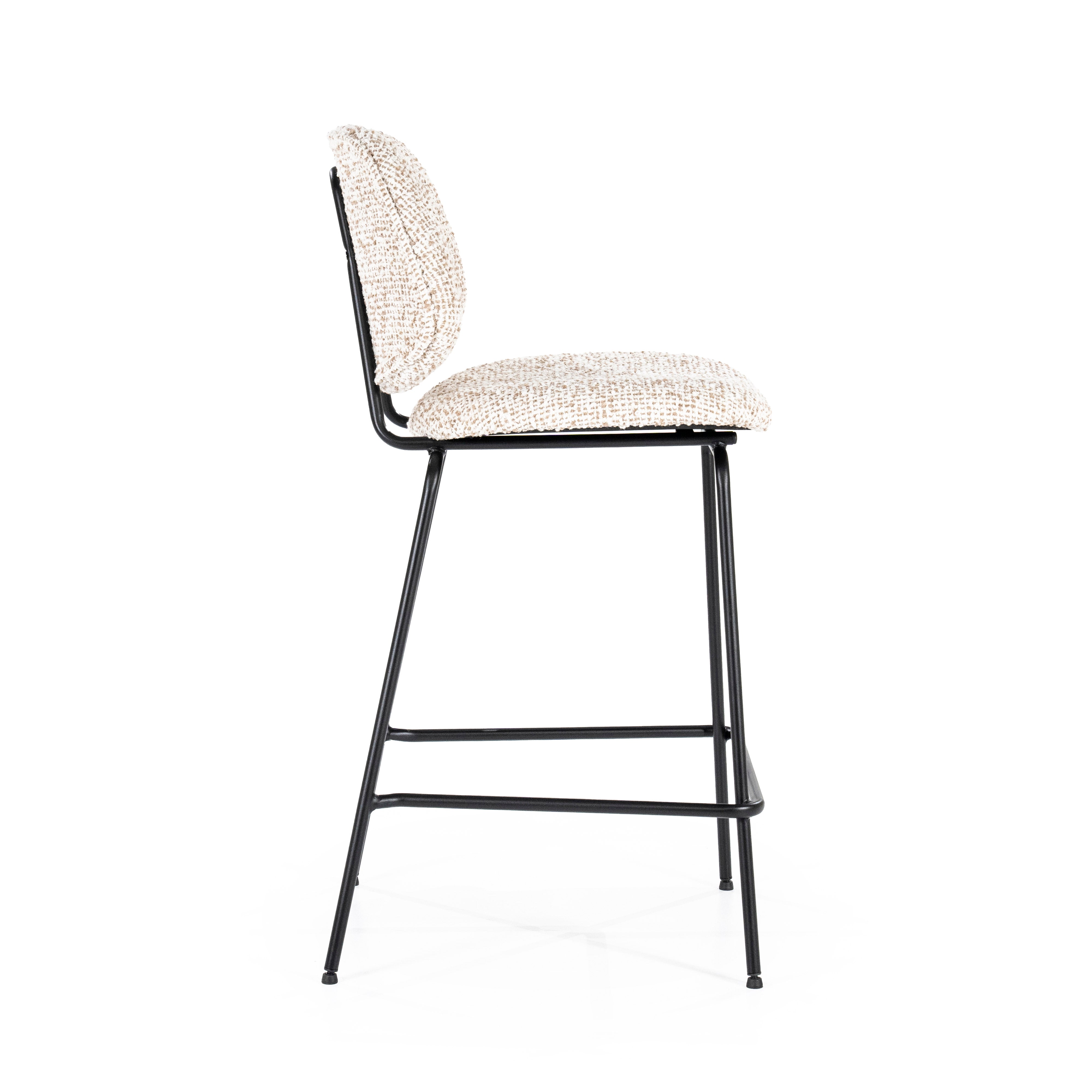 Hocker JON beige met zwarte basis